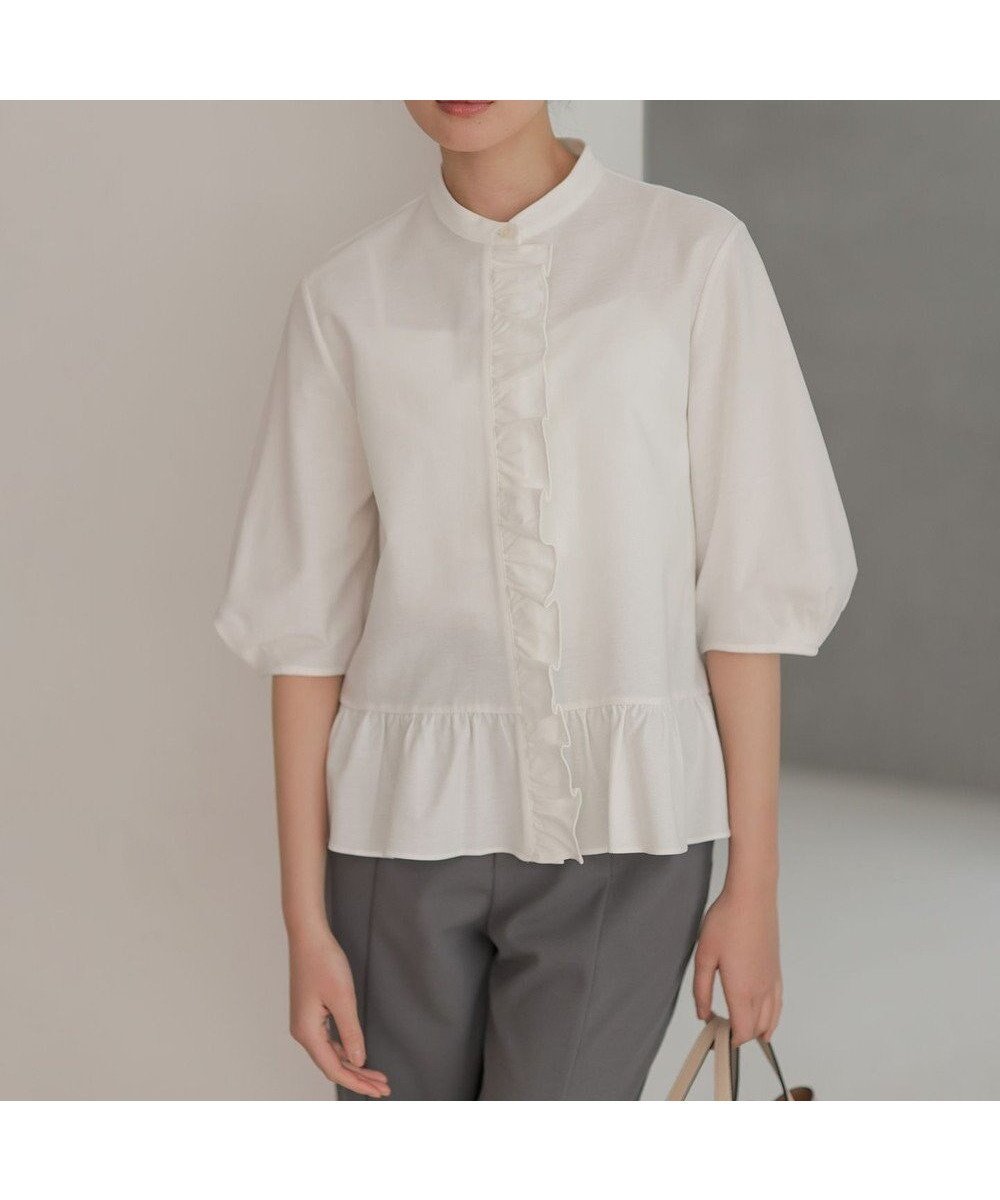 【組曲/KUMIKYOKU】の【WEB限定】ツイルジャージーフリル カットソー 人気、トレンドファッション・服の通販 founy(ファニー) 　ファッション　Fashion　レディースファッション　Fashion for Women　トップス・カットソー　Cut & Sew Tops　シャツ・ブラウス・オフィスカジュアル　Elegant Blouses & Button-Ups　ロングTシャツ・Tシャツ　Longline T-Shirts & Tees　カットソー・ベーシックTシャツ　Cut-and-Sewn Tops / Stretch Tees & Basics　春　Spring　カットソー　Cut and Sewn Top　ツイル　Twist, Twisted Detail　フリル　Frill, Ruffle　ペプラム　Peplum, Flared Hem　S/S・春夏　SS, Spring/Summer, Warm Season　夏　Summer　エレガント 上品　Elegant　 other-1|ID: prp329100004925220 ipo3291000000036958436