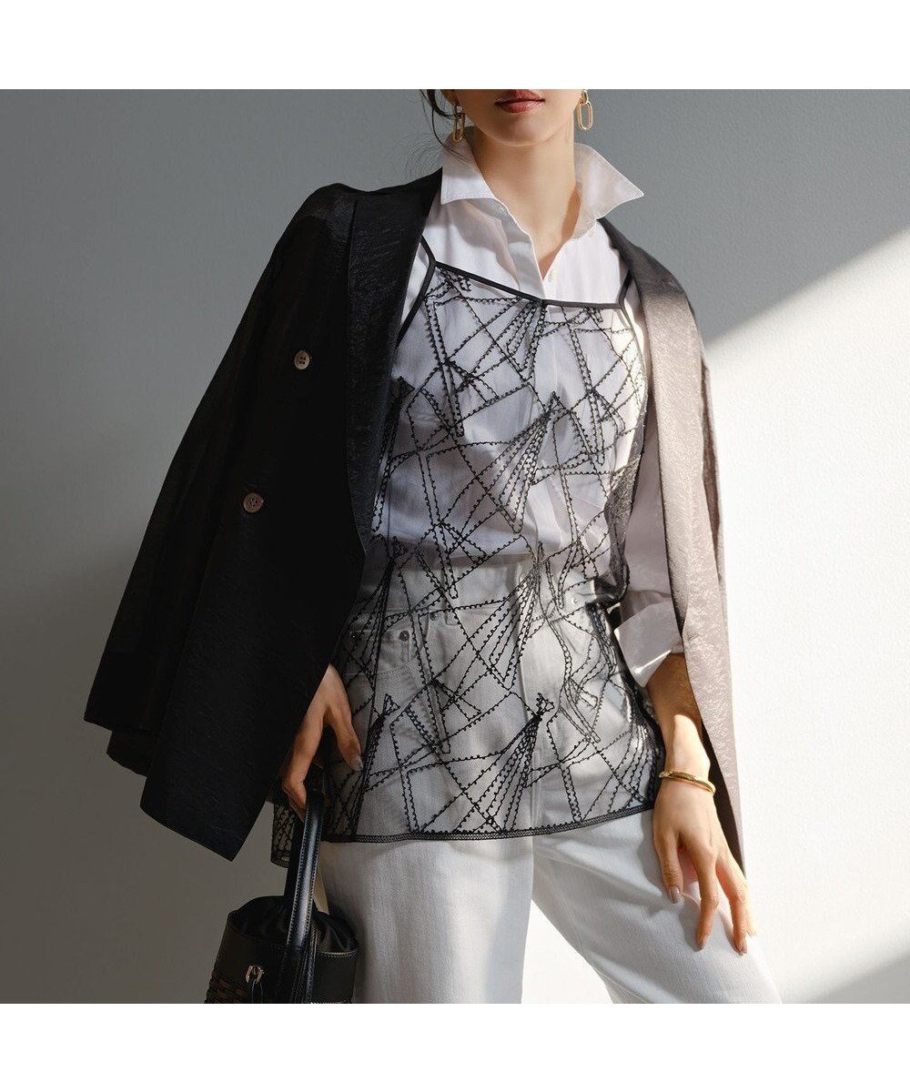 【23区/NIJYUSANKU】の【見上愛さん着用/Oggi/GISELe掲載】ナイロンコットンシアーボイル ダブルジャケット インテリア・キッズ・メンズ・レディースファッション・服の通販 founy(ファニー) 　雑誌掲載アイテム　Magazine Picks & Fashion Features　ファッション雑誌　Fashion Magazines　オッジ　Oggi　ジゼル　GISELe　ファッション　Fashion　レディースファッション　Fashion for Women　アウター　Coat / Outerwear Collection　レディースジャケット・軽アウター　Jackets　テーラードジャケット / 通勤・きれいめスタイル　Tailored Jackets & Blazers　春　Spring　5月号　May Issue　カーディガン　Cardigan, Knitwear　4月号　April Issue　シアー　Sheer, See-Through　ジャケット　Jacket, Outerwear　雑誌　Magazine, Fashion Magazine　ダブル　Double, Double-Breasted　デニム　Denim, Jeans Material　トレンド　Trend, Trending Now　フェミニン　Feminine, Girly　マニッシュ　Mannish, Boyish　ワイド　Wide, Wide Fit　S/S・春夏　SS, Spring/Summer, Warm Season　夏　Summer　2026年　2026　ブラック系|ID: prp329100004925246 ipo3291000000036958779