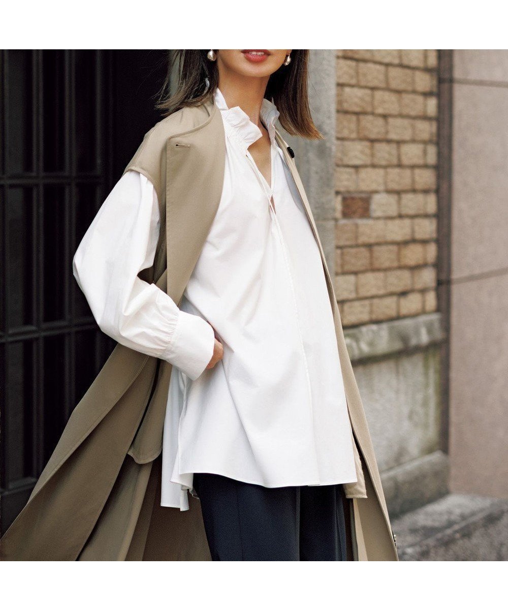 【アンフィーロ 自由区/UNFILO】のギャザーオーバーブラウス インテリア・キッズ・メンズ・レディースファッション・服の通販 founy(ファニー) 　ファッション　Fashion　レディースファッション　Fashion for Women　トップス・カットソー　Cut & Sew Tops　シャツ・ブラウス・オフィスカジュアル　Elegant Blouses & Button-Ups　おすすめ　Recommended / Our Picks　ギャザー　Gathered, Ruffled　スリット　Slit, Slit Detail　フリル　Frill, Ruffle　ボトム　Bottoms, Lower Wear　ミックス　Mix, Mixed Style　リボン　Ribbon, Bow　ワイド　Wide, Wide Fit　抗菌　Antibacterial, Bacteria-Resistant　A/W・秋冬　Autumn/Winter　オフ|ID: prp329100004925249 ipo3291000000036958799