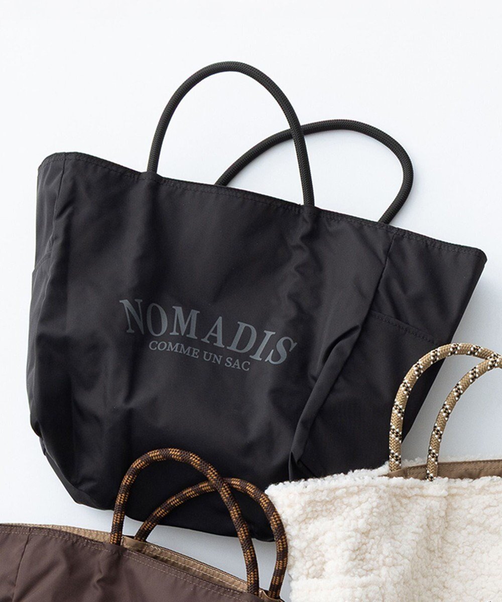 【23区/NIJYUSANKU】の【新色追加/23区別注カラーあり】NOMADIS SAC2 WIDE リバーシブル トートバッグ インテリア・キッズ・メンズ・レディースファッション・服の通販 founy(ファニー) 　ファッション　Fashion　レディースファッション　Fashion for Women　バッグ　Bags　キャンバス　Canvas, Canvas Fabric　シンプル　Simple, Minimal　トートバッグ　Tote Bag, Large Shoulder Bag　プリント　Print, Printed Pattern　ポケット　Pocket, Pocket Detail　別注　Limited Edition, Custom Order　リバーシブル　Reversible, Two-Sided　ブラック×ブラック|ID: prp329100004925273 ipo3291000000036958997