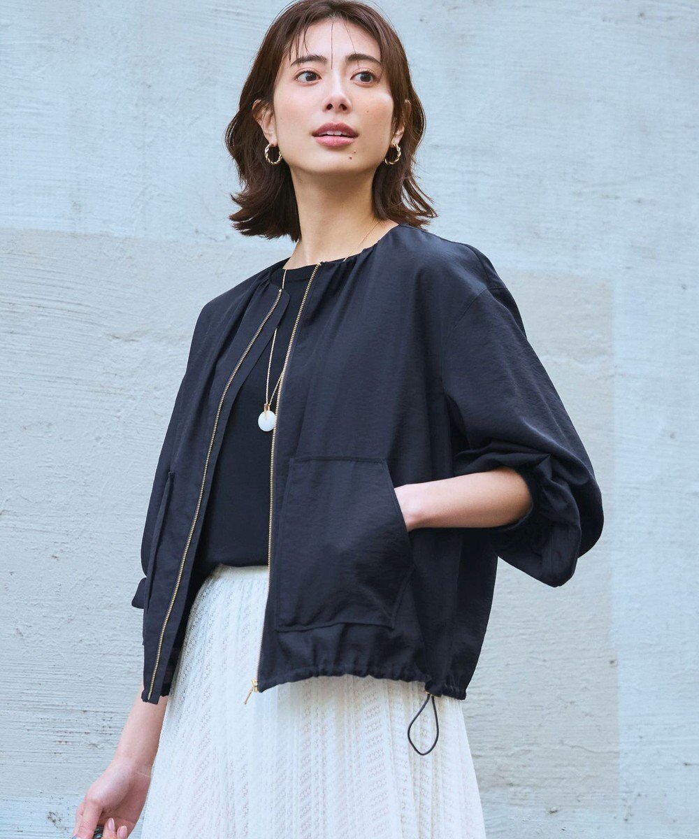 【23区/NIJYUSANKU】のシアータンブラー ダブルポケット ブルゾン インテリア・キッズ・メンズ・レディースファッション・服の通販 founy(ファニー) 　ファッション　Fashion　レディースファッション　Fashion for Women　アウター　Coat / Outerwear Collection　レディースジャケット・軽アウター　Jackets　ブルゾンジャケット・スポーティアウター　Blouson Jackets　春　Spring　ギャザー　Gathered, Ruffled　ジャケット　Jacket, Outerwear　ダブル　Double, Double-Breasted　デニム　Denim, Jeans Material　ドレープ　Drape, Draping Fabric　ドローコード　Drawcord, Drawstring Cord　フェミニン　Feminine, Girly　フロント　Front, Front Design　ブルゾン　Blouson, Bomber Jacket　ポケット　Pocket, Pocket Detail　S/S・春夏　SS, Spring/Summer, Warm Season　夏　Summer　エレガント 上品　Elegant　2026年　2026　ネイビー系|ID: prp329100004925301 ipo3291000000036959209