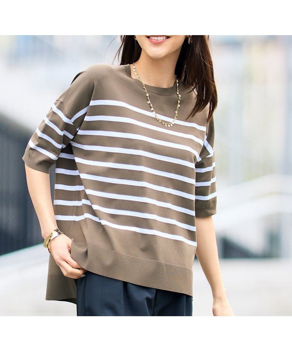 【自由区/JIYU-KU】の【カタログ掲載・素材アップデート・新色追加・新柄追加・前後差あり】クレープストレッチプルオーバー ニットⅡ 人気、トレンドファッション・服の通販 founy(ファニー) 　ファッション　Fashion　レディースファッション　Fashion for Women　トップス・カットソー　Cut & Sew Tops　ニット　Knit Tops & Sweaters　カジュアルプルオーバー・ニットトップス　Pullovers & Knit Tops / Casual Pullovers　インナー　Innerwear　エレガント 上品　Elegant　春　Spring　ジャケット　Jacket, Outerwear　ストレッチ　Stretch, Stretchy Fabric　セーター　Sweater, Knitwear　ドレープ　Drape, Draping Fabric　定番　Standard, Basic Item　人気　Popular, Best Seller　ボーダー　Border, Stripe　S/S・春夏　SS, Spring/Summer, Warm Season　夏　Summer　 other-1|ID: prp329100004925306 ipo3291000000036959256