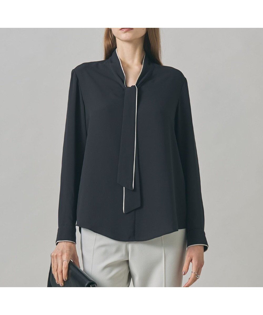 【アイシービー/iCB】の【新色追加】BackSatinAmunzen 配色ボウタイブラウス インテリア・キッズ・メンズ・レディースファッション・服の通販 founy(ファニー) ファッション Fashion レディースファッション Fashion for Women トップス・カットソー Cut & Sew Tops シャツ・ブラウス・オフィスカジュアル Elegant Blouses & Button-Ups インナー Innerwear サテン Satin, Glossy Fabric ジャケット Jacket, Outerwear ストライプ Stripe, Striped Pattern スーツ Suit, Formalwear チェーン Chain, Chain Strap トリミング Trimming, Decorative Edge 長袖 Long Sleeve, Full Sleeve ハイネック High Neck, Mock Neck A/W・秋冬 Autumn/Winter エレガント 上品 Elegant セレモニー Ceremony ビジネス 仕事 通勤 Business / Work / Commuting 2025年 2025 2025-2026秋冬・A/W Autumn/Winter 2025–26 AW25–26 ブラック|ID: prp329100004925308 ipo3291000000036959284