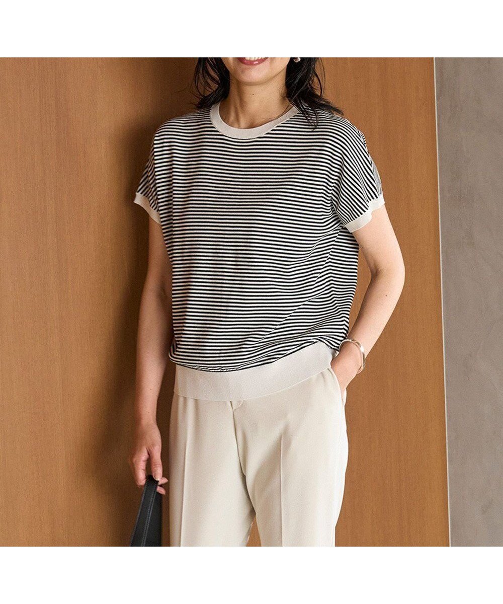 【アンフィーロ 自由区/UNFILO】の【新色追加】スゴ機能美ニット コンパクト インテリア・キッズ・メンズ・レディースファッション・服の通販 founy(ファニー) 　ファッション　Fashion　レディースファッション　Fashion for Women　トップス・カットソー　Cut & Sew Tops　ニット　Knit Tops & Sweaters　インナー　Innerwear　ウォッシャブル　Machine Washable　春　Spring　キャミソール　Camisole, Spaghetti Strap Top　コンパクト　Compact, Small Size　抗菌　Antibacterial, Bacteria-Resistant　シンプル　Simple, Minimal　ジャケット　Jacket, Outerwear　スクエア　Square, Square Shape　ストレッチ　Stretch, Stretchy Fabric　スリット　Slit, Slit Detail　スリーブ　Sleeve, Long Sleeve / Short Sleeve　セーター　Sweater, Knitwear　定番　Standard, Basic Item　ハーフ　Half, Half-Length　フレンチ　French, French Style　ラウンド　Round, Round Neck　S/S・春夏　SS, Spring/Summer, Warm Season　夏　Summer　エレガント 上品　Elegant　ミジンボーダー|ID: prp329100004925318 ipo3291000000036959410