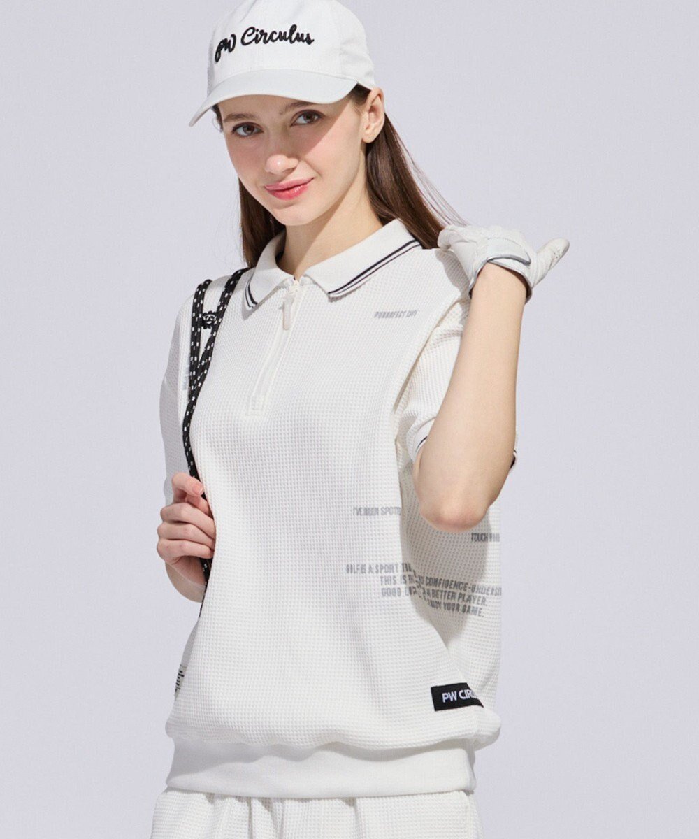 【ピーダブリュサーキュラス/PW CIRCULUS】の【WOMEN】ワッフルハーフジップポロ 2026年モデル ゴルフウェア レディース 人気、トレンドファッション・服の通販 founy(ファニー) 　ファッション　Fashion　レディースファッション　Fashion for Women　トップス・カットソー　Cut & Sew Tops　シャツ・ブラウス・オフィスカジュアル　Elegant Blouses & Button-Ups　ロングTシャツ・Tシャツ　Longline T-Shirts & Tees　カットソー・ベーシックTシャツ　Cut-and-Sewn Tops / Stretch Tees & Basics　カットソー　Cut and Sewn Top　ゴルフ　Golf　ショーツ　Shorts, Short Pants　シンプル　Simple, Minimal　ストレッチ　Stretch, Stretchy Fabric　スポーツ　Sports, Activewear　セットアップ　Set-Up, Coordinated Outfit　ワッフル　Waffle, Waffle Knit　人気　Popular, Best Seller　夏　Summer　春　Spring　S/S・春夏　SS, Spring/Summer, Warm Season　 other-1|ID: prp329100004925342 ipo3291000000036959953
