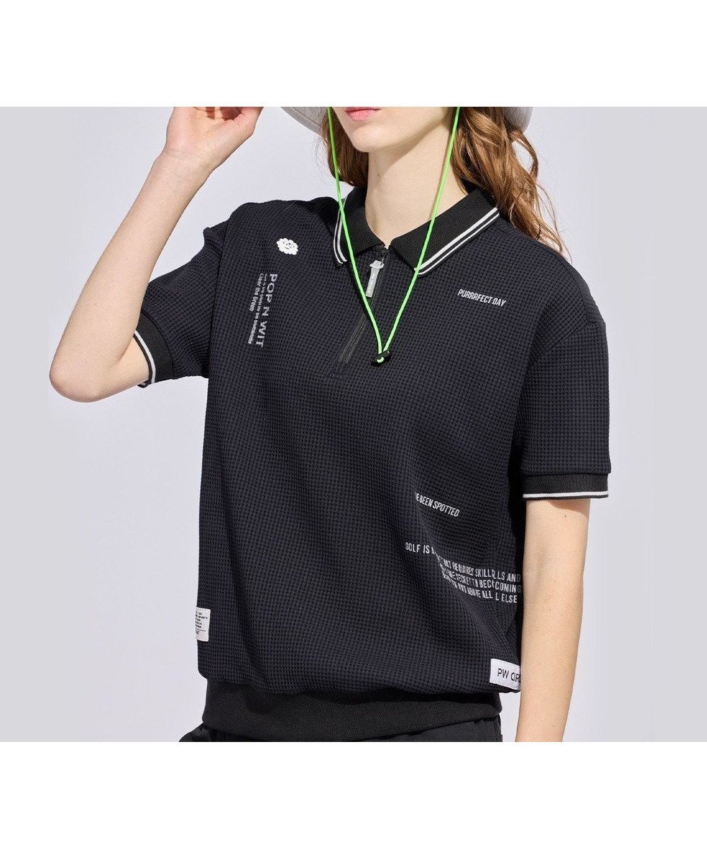 【ピーダブリュサーキュラス/PW CIRCULUS】の【WOMEN】ワッフルハーフジップポロ 2026年モデル ゴルフウェア レディース インテリア・キッズ・メンズ・レディースファッション・服の通販 founy(ファニー) 　ファッション　Fashion　レディースファッション　Fashion for Women　トップス・カットソー　Cut & Sew Tops　シャツ・ブラウス・オフィスカジュアル　Elegant Blouses & Button-Ups　ロングTシャツ・Tシャツ　Longline T-Shirts & Tees　カットソー・ベーシックTシャツ　Cut-and-Sewn Tops / Stretch Tees & Basics　カットソー　Cut and Sewn Top　ゴルフ　Golf　ショーツ　Shorts, Short Pants　シンプル　Simple, Minimal　ストレッチ　Stretch, Stretchy Fabric　スポーツ　Sports, Activewear　セットアップ　Set-Up, Coordinated Outfit　ワッフル　Waffle, Waffle Knit　人気　Popular, Best Seller　夏　Summer　春　Spring　S/S・春夏　SS, Spring/Summer, Warm Season　ブラック系|ID: prp329100004925342 ipo3291000000036959955