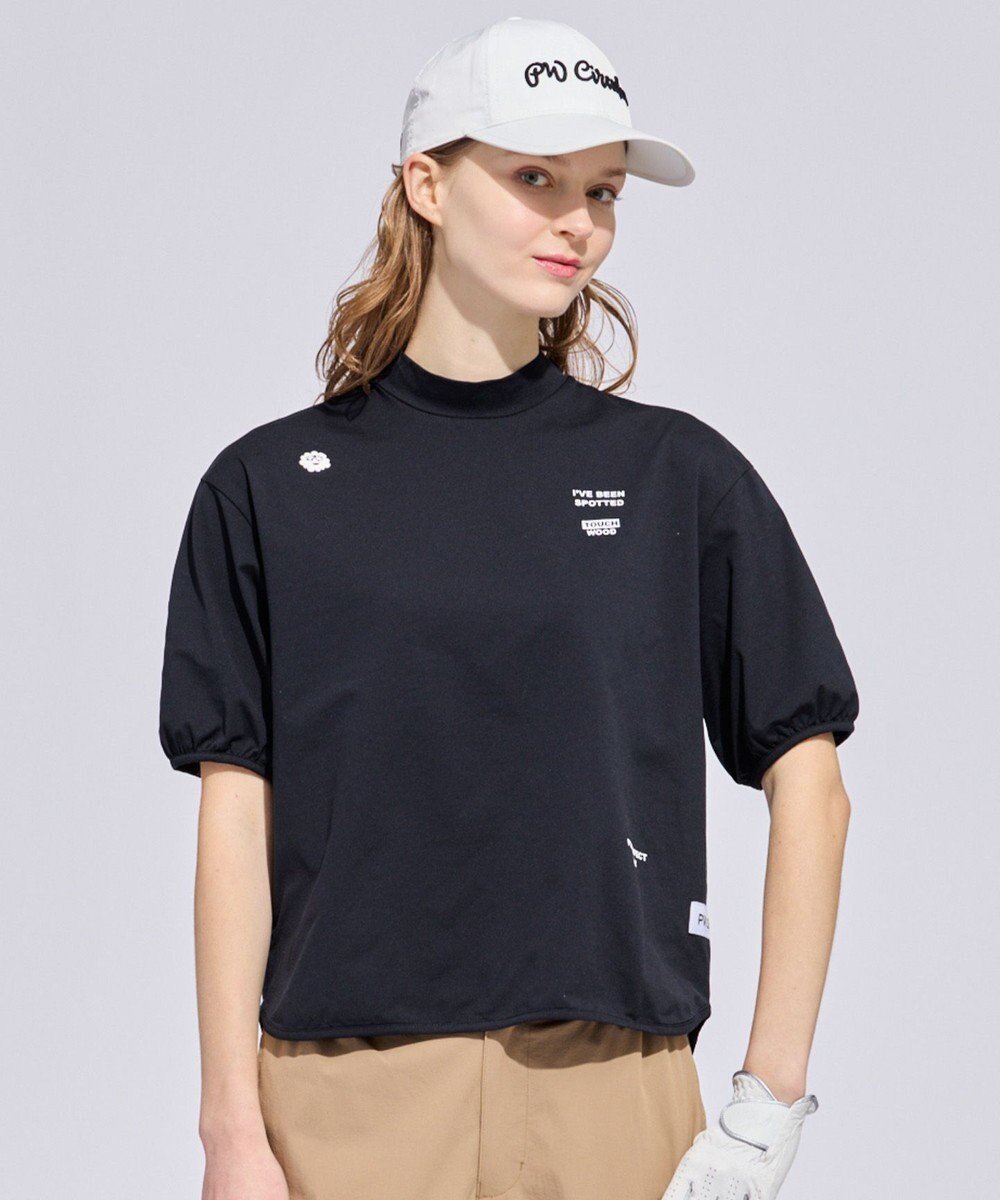 【ピーダブリュサーキュラス/PW CIRCULUS】の【WOMEN】パフスリーブモックT 2026年モデル ゴルフウェア レディース インテリア・キッズ・メンズ・レディースファッション・服の通販 founy(ファニー) 　ファッション　Fashion　レディースファッション　Fashion for Women　トップス・カットソー　Cut & Sew Tops　シャツ・ブラウス・オフィスカジュアル　Elegant Blouses & Button-Ups　ロングTシャツ・Tシャツ　Longline T-Shirts & Tees　カットソー・ベーシックTシャツ　Cut-and-Sewn Tops / Stretch Tees & Basics　春　Spring　カットソー　Cut and Sewn Top　グラフィック　Graphic, Graphic Design　吸水　Absorbent, Quick-Dry　軽量　Lightweight, Ultra Light　シンプル　Simple, Minimal　スリーブ　Sleeve, Long Sleeve / Short Sleeve　人気　Popular, Best Seller　プリント　Print, Printed Pattern　ベーシック　Basic, Essential　モックネック　Mock Neck, Short Turtleneck　S/S・春夏　SS, Spring/Summer, Warm Season　夏　Summer　ゴルフ　Golf　2025年　2025　2025春夏・S/S　Spring/Summer 2025 SS25　2026年　2026　ブラック系|ID: prp329100004925357 ipo3291000000036960056