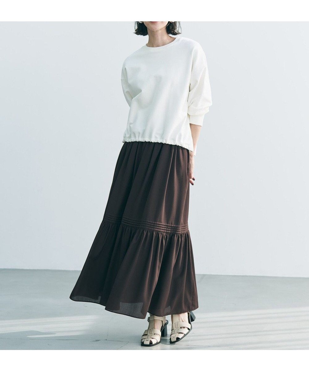 【アンフィーロ 自由区/UNFILO】のエアリー ギャザースカート インテリア・キッズ・メンズ・レディースファッション・服の通販 founy(ファニー) 　ファッション　Fashion　レディースファッション　Fashion for Women　スカート　Skirts　エアリー　Airy Texture　春　Spring　ギャザー　Gathered, Ruffled　スニーカー　Sneakers, Trainers　ティアード　Tiered, Tiered Style　ブルゾン　Blouson, Bomber Jacket　ポケット　Pocket, Pocket Detail　楽ちん　Easy Fit, Comfortable　S/S・春夏　SS, Spring/Summer, Warm Season　再入荷　Restock / Back in Stock　夏　Summer　エレガント 上品　Elegant　新作・新入荷　New Arrivals / New In　ブラウン|ID: prp329100004925406 ipo3291000000036960433