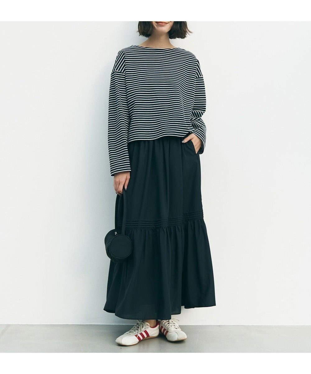 【アンフィーロ 自由区/UNFILO】のエアリー ギャザースカート インテリア・キッズ・メンズ・レディースファッション・服の通販 founy(ファニー) 　ファッション　Fashion　レディースファッション　Fashion for Women　スカート　Skirts　エアリー　Airy Texture　春　Spring　ギャザー　Gathered, Ruffled　スニーカー　Sneakers, Trainers　ティアード　Tiered, Tiered Style　ブルゾン　Blouson, Bomber Jacket　ポケット　Pocket, Pocket Detail　楽ちん　Easy Fit, Comfortable　S/S・春夏　SS, Spring/Summer, Warm Season　再入荷　Restock / Back in Stock　夏　Summer　エレガント 上品　Elegant　新作・新入荷　New Arrivals / New In　ブラック|ID: prp329100004925406 ipo3291000000036960437