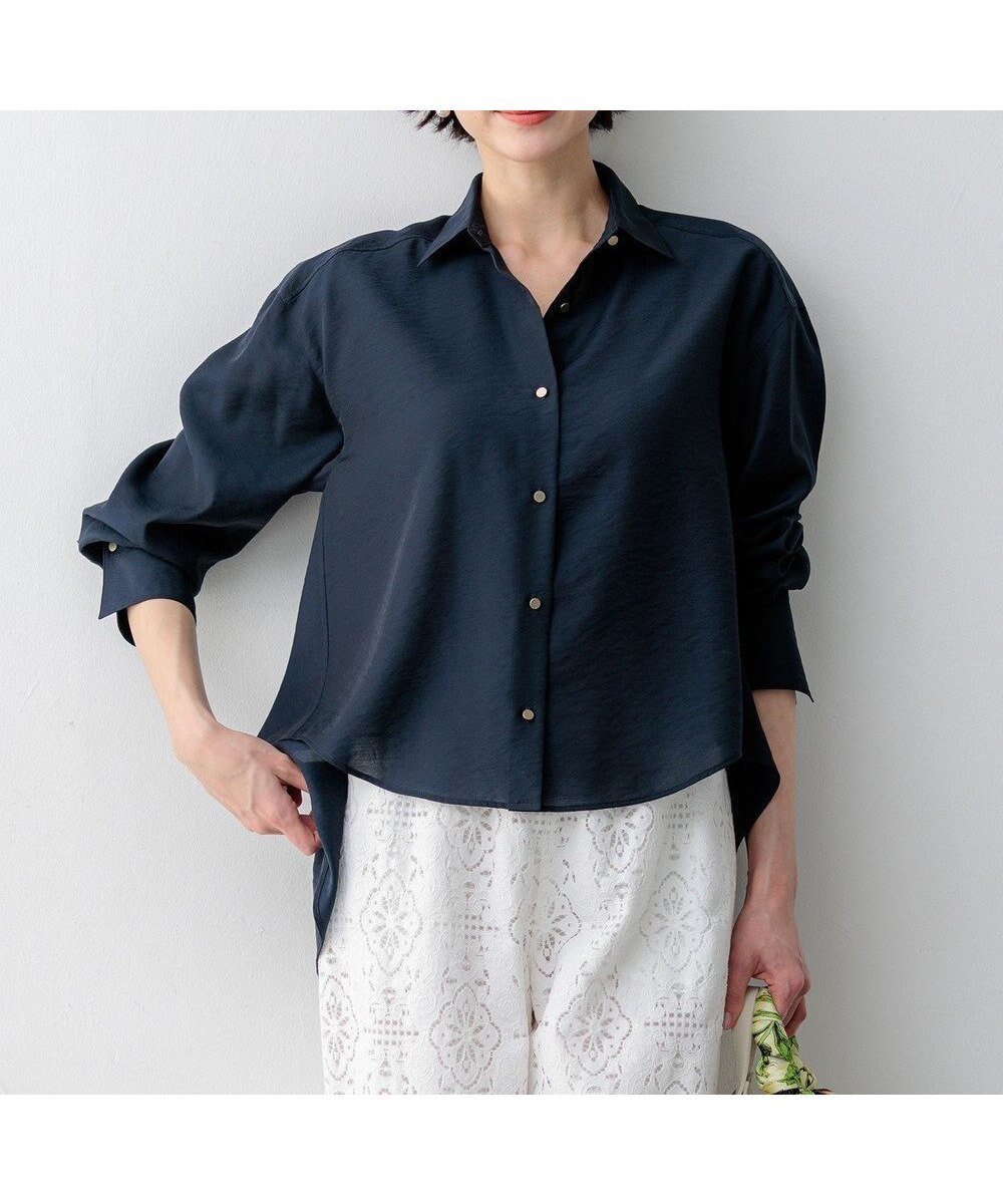 【23区/NIJYUSANKU】の【CanCam掲載】シアータンブラー シャツ インテリア・キッズ・メンズ・レディースファッション・服の通販 founy(ファニー) 　雑誌掲載アイテム　Magazine Picks & Fashion Features　ファッション雑誌　Fashion Magazines　キャンキャン　CanCam　ファッション　Fashion　レディースファッション　Fashion for Women　トップス・カットソー　Cut & Sew Tops　シャツ・ブラウス・オフィスカジュアル　Elegant Blouses & Button-Ups　春　Spring　4月号　April Issue　サテン　Satin, Glossy Fabric　ジャケット　Jacket, Outerwear　雑誌　Magazine, Fashion Magazine　タンク　Tank Top, Sleeveless Top　ダブル　Double, Double-Breasted　ドレープ　Drape, Draping Fabric　フェミニン　Feminine, Girly　ブルゾン　Blouson, Bomber Jacket　ポケット　Pocket, Pocket Detail　リラックス　Relax, Relaxed Fit　ワイド　Wide, Wide Fit　S/S・春夏　SS, Spring/Summer, Warm Season　おすすめ　Recommended / Our Picks　夏　Summer　エレガント 上品　Elegant　2026年　2026　ネイビー系|ID: prp329100004925449 ipo3291000000036960822