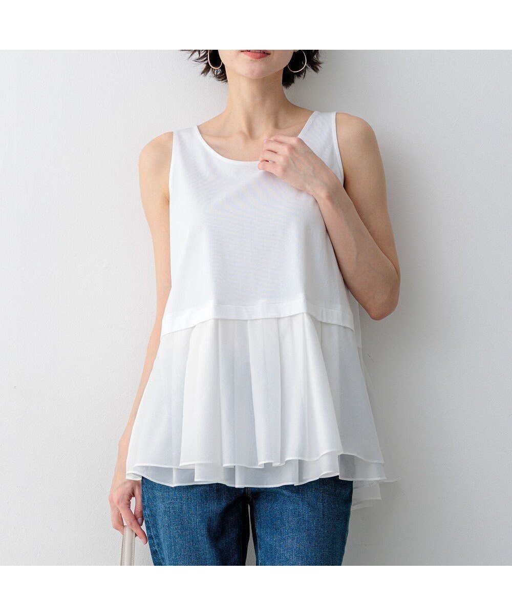 【23区/NIJYUSANKU】のナチュラルコットンベア シアーペプラム タンクトップ 人気、トレンドファッション・服の通販 founy(ファニー) 　ファッション　Fashion　レディースファッション　Fashion for Women　トップス・カットソー　Cut & Sew Tops　春　Spring　カットソー　Cut and Sewn Top　カーディガン　Cardigan, Knitwear　シアー　Sheer, See-Through　ストレッチ　Stretch, Stretchy Fabric　タンク　Tank Top, Sleeveless Top　ドッキング　Docking, Mixed Material　ノースリーブ　Sleeveless, No-Sleeve　ペプラム　Peplum, Flared Hem　レース　Lace, Lace Fabric　ロング　Long, Long-Length　S/S・春夏　SS, Spring/Summer, Warm Season　夏　Summer　エレガント 上品　Elegant　2026年　2026　 other-1|ID: prp329100004925467 ipo3291000000036960932