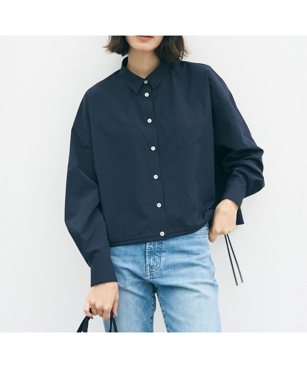 【アンフィーロ 自由区/UNFILO】の【WEB限定カラー】ドロスト イージーケアシャツ インテリア・キッズ・メンズ・レディースファッション・服の通販 founy(ファニー) 　ファッション　Fashion　レディースファッション　Fashion for Women　トップス・カットソー　Cut & Sew Tops　シャツ・ブラウス・オフィスカジュアル　Elegant Blouses & Button-Ups　春　Spring　ストレッチ　Stretch, Stretchy Fabric　ビンテージ　Vintage, Retro Style　ボトム　Bottoms, Lower Wear　羽織　Haori, Light Jacket　S/S・春夏　SS, Spring/Summer, Warm Season　夏　Summer　[WEB限定]ネイビー|ID: prp329100004925515 ipo3291000000036961277