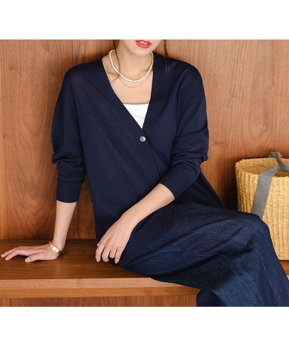 【アンフィーロ 自由区/UNFILO】の【WEB限定カラー】イージーカーディガン インテリア・キッズ・メンズ・レディースファッション・服の通販 founy(ファニー) 　ファッション　Fashion　レディースファッション　Fashion for Women　トップス・カットソー　Cut & Sew Tops　カーディガン・羽織り　Layered Style Cardigans　ウォッシャブル　Machine Washable　春　Spring　秋　Autumn　カーディガン　Cardigan, Knitwear　抗菌　Antibacterial, Bacteria-Resistant　シルク　Silk, 100% Silk　フロント　Front, Front Design　ミドル　Middle Length, Mid Height　ロング　Long, Long-Length　S/S・春夏　SS, Spring/Summer, Warm Season　夏　Summer　ネイビー|ID: prp329100004925538 ipo3291000000036961415