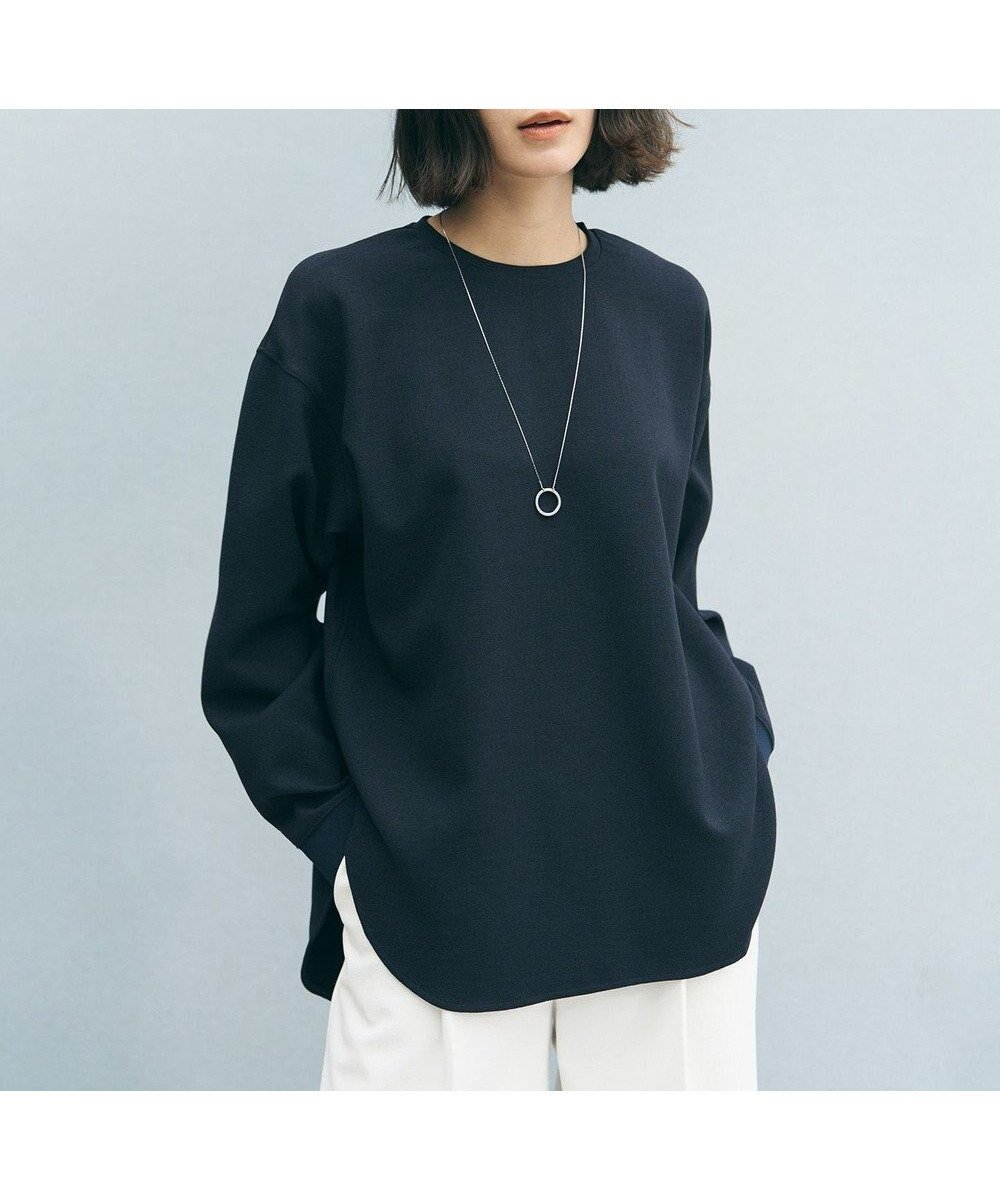 【アンフィーロ 自由区/UNFILO】のジョーゼット ラウンドテール プルオーバー インテリア・キッズ・メンズ・レディースファッション・服の通販 founy(ファニー) 　ファッション　Fashion　レディースファッション　Fashion for Women　トップス・カットソー　Cut & Sew Tops　シャツ・ブラウス・オフィスカジュアル　Elegant Blouses & Button-Ups　カジュアルプルオーバー・ニットトップス　Pullovers & Knit Tops / Casual Pullovers　ジョーゼット　Georgette, Semi-Sheer Fabric　ストレッチ　Stretch, Stretchy Fabric　フォルム　Silhouette, Form　ラウンド　Round, Round Neck　エレガント 上品　Elegant　夏　Summer　春　Spring　S/S・春夏　SS, Spring/Summer, Warm Season　ネイビー|ID: prp329100004925550 ipo3291000000036961492