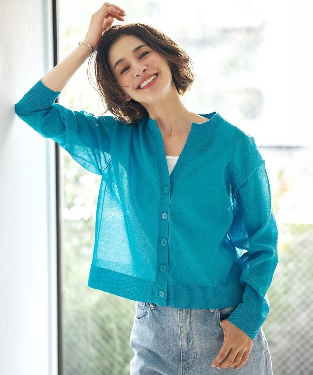 【アンフィーロ 自由区/UNFILO】のシアーフォルムニット キーネックカーディガン 人気、トレンドファッション・服の通販 founy(ファニー) 　ファッション　Fashion　レディースファッション　Fashion for Women　トップス・カットソー　Cut & Sew Tops　ニット　Knit Tops & Sweaters　カーディガン・羽織り　Layered Style Cardigans　ウォッシャブル　Machine Washable　カーディガン　Cardigan, Knitwear　ボトム　Bottoms, Lower Wear　夏　Summer　抗菌　Antibacterial, Bacteria-Resistant　春　Spring　S/S・春夏　SS, Spring/Summer, Warm Season　 other-1|ID: prp329100004925569 ipo3291000000036961636