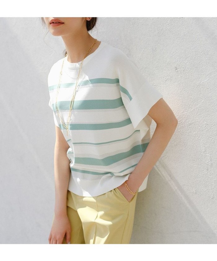 【エニィ スィス/any SiS】の【アイスタッチ】フレンチスリーブ ニット インテリア・キッズ・メンズ・レディースファッション・服の通販 founy(ファニー) https://founy.com/ ファッション Fashion レディースファッション Fashion for Women トップス・カットソー Cut & Sew Tops ニット Knit Tops & Sweaters 春 Spring ストレッチ Stretch, Stretchy Fabric スリーブ Sleeve, Long Sleeve / Short Sleeve セーター Sweater, Knitwear デニム Denim, Jeans Material トレンド Trend, Trending Now フレア Flare, Flared フレンチ French, French Style ボーダー Border, Stripe 無地 Plain, Solid Color ワイド Wide, Wide Fit S/S・春夏 SS, Spring/Summer, Warm Season おすすめ Recommended / Our Picks 夏 Summer エレガント 上品 Elegant 新作・新入荷 New Arrivals / New In ビジネス 仕事 通勤 Business / Work / Commuting |ID: prp329100004925708 ipo3291000000036962553