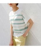 【エニィ スィス/any SiS】の【アイスタッチ】フレンチスリーブ ニット オフベース×ミント|ID: prp329100004925708 ipo3291000000036962555