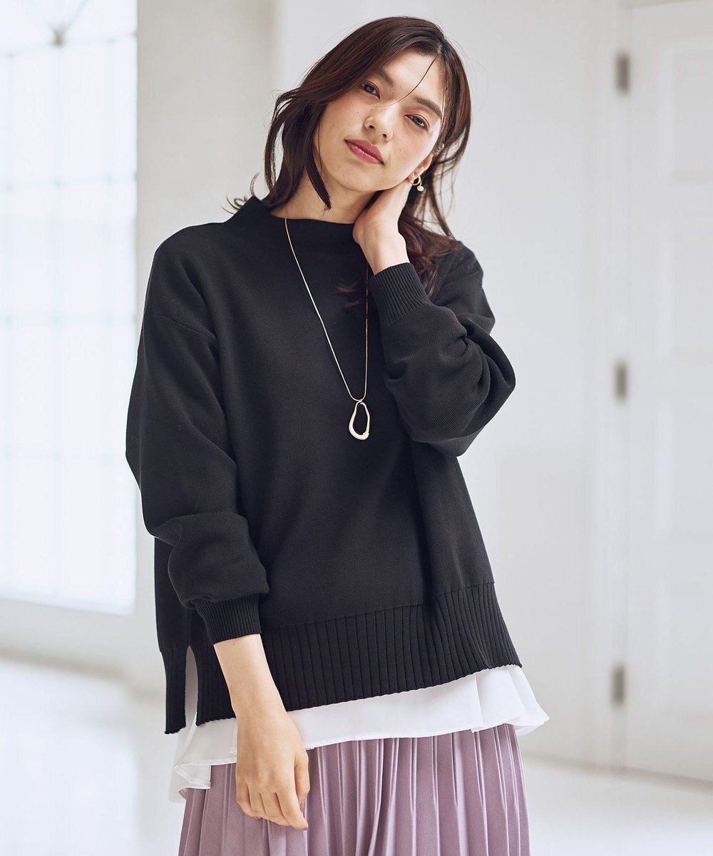 【エニー/ANY】の【新色追加】ハイネックデイリーニット インテリア・キッズ・メンズ・レディースファッション・服の通販 founy(ファニー) 　ファッション　Fashion　レディースファッション　Fashion for Women　トップス・カットソー　Cut & Sew Tops　ニット　Knit Tops & Sweaters　洗える　Machine Washable　ストレッチ　Stretch, Stretchy Fabric　スリット　Slit, Slit Detail　セーター　Sweater, Knitwear　タートルネック　Turtleneck, High Neck　ボトム　Bottoms, Lower Wear　ボトルネック　Bottle Neck, Mock Neck　A/W・秋冬　Autumn/Winter　おすすめ　Recommended / Our Picks　ブラック|ID: prp329100004925719 ipo3291000000036962638