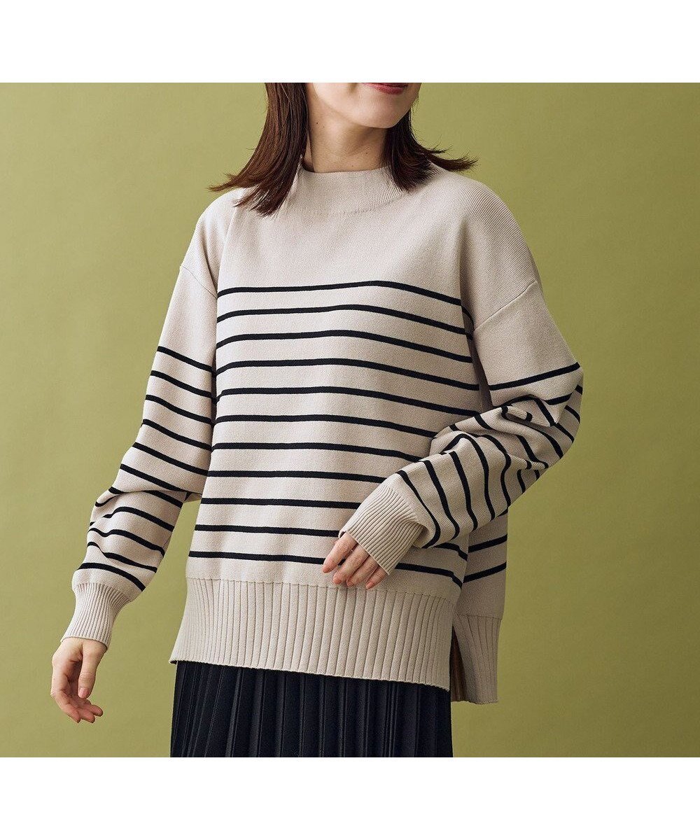 【エニー/ANY】の【新色追加】ハイネックデイリーニット インテリア・キッズ・メンズ・レディースファッション・服の通販 founy(ファニー) 　ファッション　Fashion　レディースファッション　Fashion for Women　トップス・カットソー　Cut & Sew Tops　ニット　Knit Tops & Sweaters　洗える　Machine Washable　ストレッチ　Stretch, Stretchy Fabric　スリット　Slit, Slit Detail　セーター　Sweater, Knitwear　タートルネック　Turtleneck, High Neck　ボトム　Bottoms, Lower Wear　ボトルネック　Bottle Neck, Mock Neck　A/W・秋冬　Autumn/Winter　おすすめ　Recommended / Our Picks　ベージュ×ブラック|ID: prp329100004925719 ipo3291000000036962644