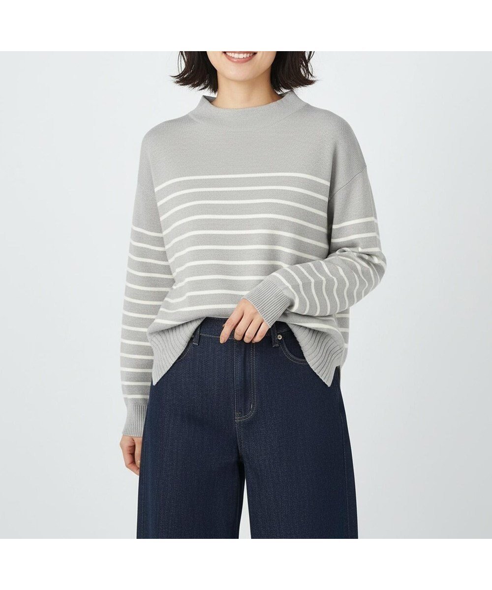 【エニー/ANY】の【新色追加】ハイネックデイリーニット インテリア・キッズ・メンズ・レディースファッション・服の通販 founy(ファニー) 　ファッション　Fashion　レディースファッション　Fashion for Women　トップス・カットソー　Cut & Sew Tops　ニット　Knit Tops & Sweaters　洗える　Machine Washable　ストレッチ　Stretch, Stretchy Fabric　スリット　Slit, Slit Detail　セーター　Sweater, Knitwear　タートルネック　Turtleneck, High Neck　ボトム　Bottoms, Lower Wear　ボトルネック　Bottle Neck, Mock Neck　A/W・秋冬　Autumn/Winter　おすすめ　Recommended / Our Picks　グレー×オフ|ID: prp329100004925719 ipo3291000000036962647