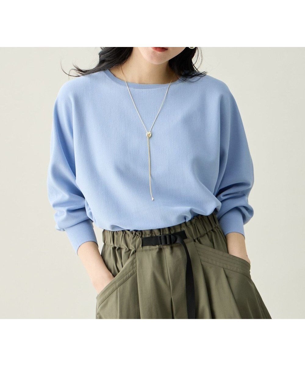 【エニー/ANY】のスプリングカラーニットドルマンプルオーバー インテリア・キッズ・メンズ・レディースファッション・服の通販 founy(ファニー) 　ファッション　Fashion　レディースファッション　Fashion for Women　トップス・カットソー　Cut & Sew Tops　ニット　Knit Tops & Sweaters　カジュアルプルオーバー・ニットトップス　Pullovers & Knit Tops / Casual Pullovers　インナー　Innerwear　春　Spring　セーター　Sweater, Knitwear　デニム　Denim, Jeans Material　ボーダー　Border, Stripe　リラックス　Relax, Relaxed Fit　レース　Lace, Lace Fabric　S/S・春夏　SS, Spring/Summer, Warm Season　おすすめ　Recommended / Our Picks　夏　Summer　エレガント 上品　Elegant　ブルー|ID: prp329100004925744 ipo3291000000036962773