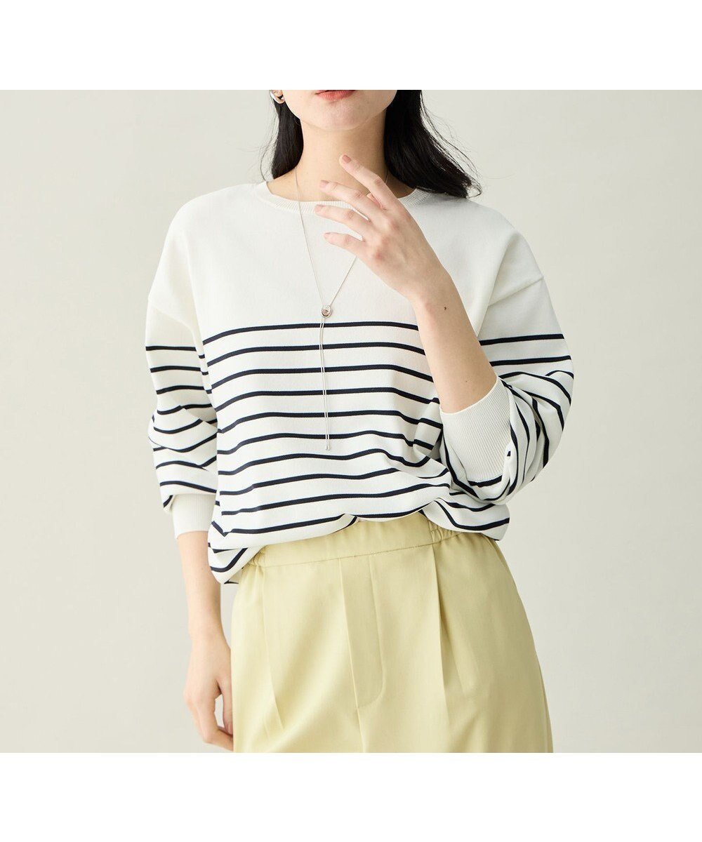 【エニー/ANY】のスプリングカラーニットドルマンプルオーバー インテリア・キッズ・メンズ・レディースファッション・服の通販 founy(ファニー) 　ファッション　Fashion　レディースファッション　Fashion for Women　トップス・カットソー　Cut & Sew Tops　ニット　Knit Tops & Sweaters　カジュアルプルオーバー・ニットトップス　Pullovers & Knit Tops / Casual Pullovers　インナー　Innerwear　春　Spring　セーター　Sweater, Knitwear　デニム　Denim, Jeans Material　ボーダー　Border, Stripe　リラックス　Relax, Relaxed Fit　レース　Lace, Lace Fabric　S/S・春夏　SS, Spring/Summer, Warm Season　おすすめ　Recommended / Our Picks　夏　Summer　エレガント 上品　Elegant　オフ×ネイビーボーダー|ID: prp329100004925744 ipo3291000000036962774