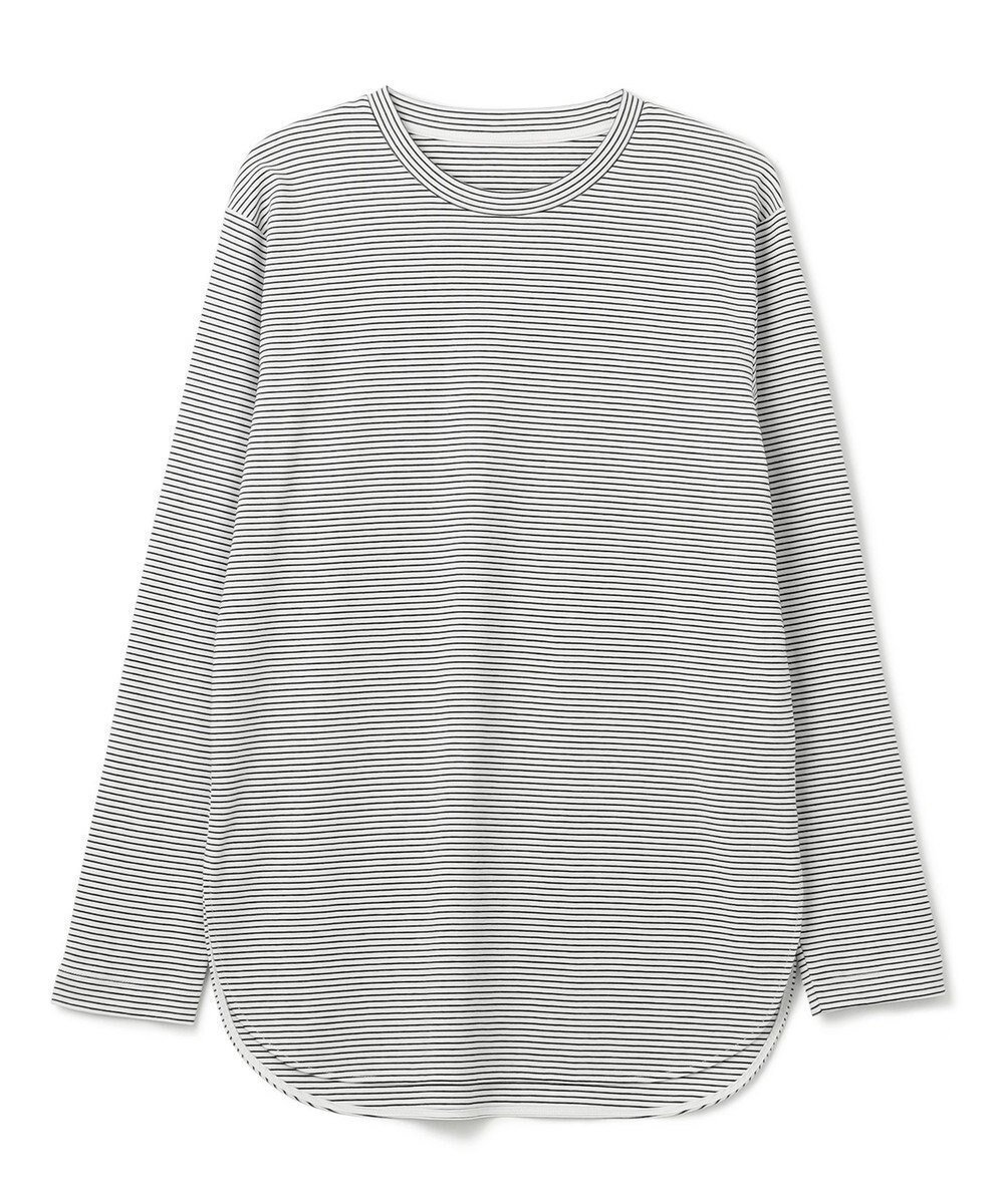 【アンフィーロ 自由区/UNFILO】のコットンスムース レイヤードインナー インテリア・キッズ・メンズ・レディースファッション・服の通販 founy(ファニー) 　ファッション　Fashion　レディースファッション　Fashion for Women　トップス・カットソー　Cut & Sew Tops　シャツ・ブラウス・オフィスカジュアル　Elegant Blouses & Button-Ups　ロングTシャツ・Tシャツ　Longline T-Shirts & Tees　カットソー・ベーシックTシャツ　Cut-and-Sewn Tops / Stretch Tees & Basics　おすすめ　Recommended / Our Picks　なめらか　Smooth, Silky Texture　カットソー　Cut and Sewn Top　シンプル　Simple, Minimal　スリット　Slit, Slit Detail　ボーダー　Border, Stripe　抗菌　Antibacterial, Bacteria-Resistant　A/W・秋冬　Autumn/Winter　ボーダー|ID: prp329100004925745 ipo3291000000036962778