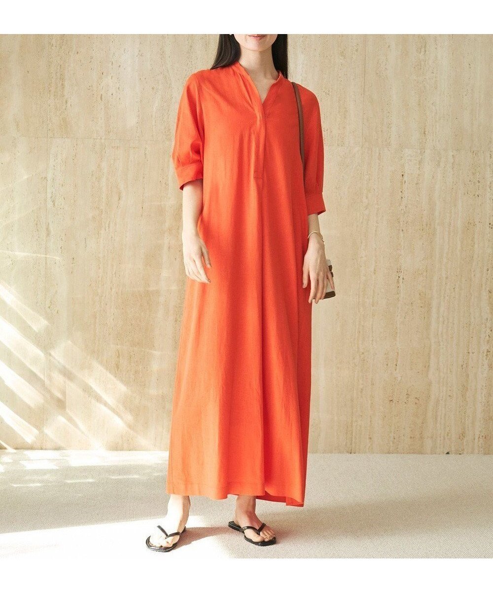 【アンフィーロ 自由区/UNFILO】のリネンレーヨン スキッパー ワンピース 人気、トレンドファッション・服の通販 founy(ファニー) 　ファッション　Fashion　レディースファッション　Fashion for Women　ワンピース　Dresses　ギャザー　Gathered, Ruffled　シルク　Silk, 100% Silk　スキッパー　Skipper, Open Collar　スリーブ　Sleeve, Long Sleeve / Short Sleeve　ハーフ　Half, Half-Length　リネン　Linen, Linen Fabric　エレガント 上品　Elegant　夏　Summer　春　Spring　S/S・春夏　SS, Spring/Summer, Warm Season　 other-1|ID: prp329100004925925 ipo3291000000036963130