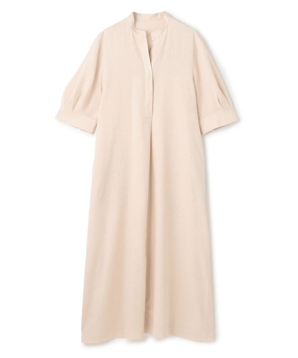 【アンフィーロ 自由区/UNFILO】のリネンレーヨン スキッパー ワンピース インテリア・キッズ・メンズ・レディースファッション・服の通販 founy(ファニー) 　ファッション　Fashion　レディースファッション　Fashion for Women　ワンピース　Dresses　ギャザー　Gathered, Ruffled　シルク　Silk, 100% Silk　スキッパー　Skipper, Open Collar　スリーブ　Sleeve, Long Sleeve / Short Sleeve　ハーフ　Half, Half-Length　リネン　Linen, Linen Fabric　エレガント 上品　Elegant　夏　Summer　春　Spring　S/S・春夏　SS, Spring/Summer, Warm Season　ベージュ|ID: prp329100004925925 ipo3291000000036963142