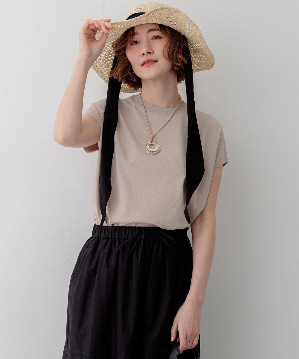 【23区/NIJYUSANKU】のレーヨンポリエステルストレッチ フレンチスリーブ ニット インテリア・キッズ・メンズ・レディースファッション・服の通販 founy(ファニー) 　ファッション　Fashion　レディースファッション　Fashion for Women　トップス・カットソー　Cut & Sew Tops　ニット　Knit Tops & Sweaters　春　Spring　カーディガン　Cardigan, Knitwear　スリーブ　Sleeve, Long Sleeve / Short Sleeve　セーター　Sweater, Knitwear　デニム　Denim, Jeans Material　定番　Standard, Basic Item　人気　Popular, Best Seller　フレンチ　French, French Style　S/S・春夏　SS, Spring/Summer, Warm Season　夏　Summer　エレガント 上品　Elegant　2026年　2026　ベージュ系|ID: prp329100004925989 ipo3291000000036963409