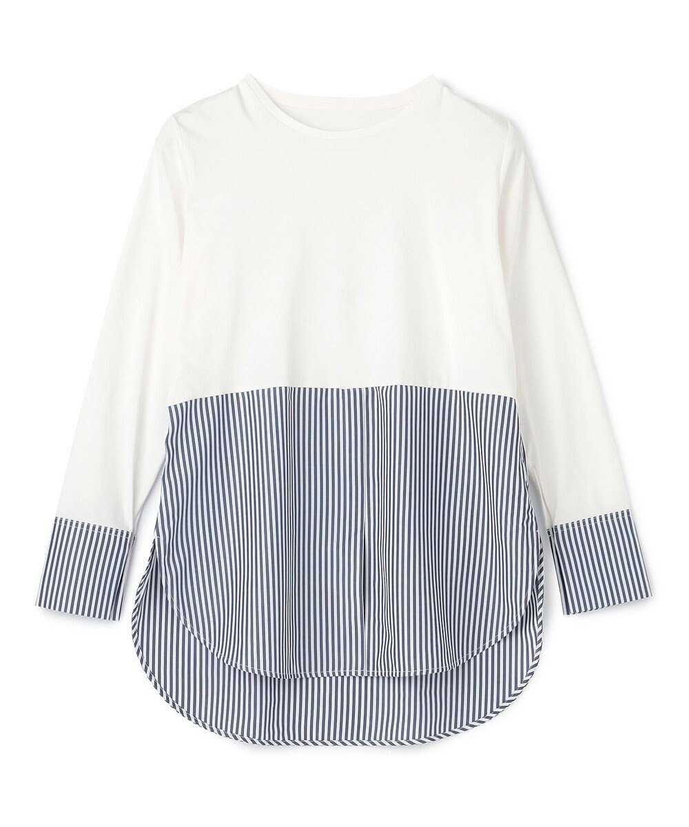 【アンフィーロ 自由区/UNFILO】のシャツコンビレイヤードTシャツ 人気、トレンドファッション・服の通販 founy(ファニー) 　ファッション　Fashion　レディースファッション　Fashion for Women　トップス・カットソー　Cut & Sew Tops　シャツ・ブラウス・オフィスカジュアル　Elegant Blouses & Button-Ups　ロングTシャツ・Tシャツ　Longline T-Shirts & Tees　カットソー・ベーシックTシャツ　Cut-and-Sewn Tops / Stretch Tees & Basics　カットソー　Cut and Sewn Top　カフス　Cuff Design　グラフィック　Graphic, Graphic Design　コンビ　Combo, Combination Style　抗菌　Antibacterial, Bacteria-Resistant　サテン　Satin, Glossy Fabric　スウェット / スエット　Sweatshirt, Sweatwear　ストライプ　Stripe, Striped Pattern　ドッキング　Docking, Mixed Material　ペプラム　Peplum, Flared Hem　A/W・秋冬　Autumn/Winter　 other-1|ID: prp329100004926137 ipo3291000000036964065