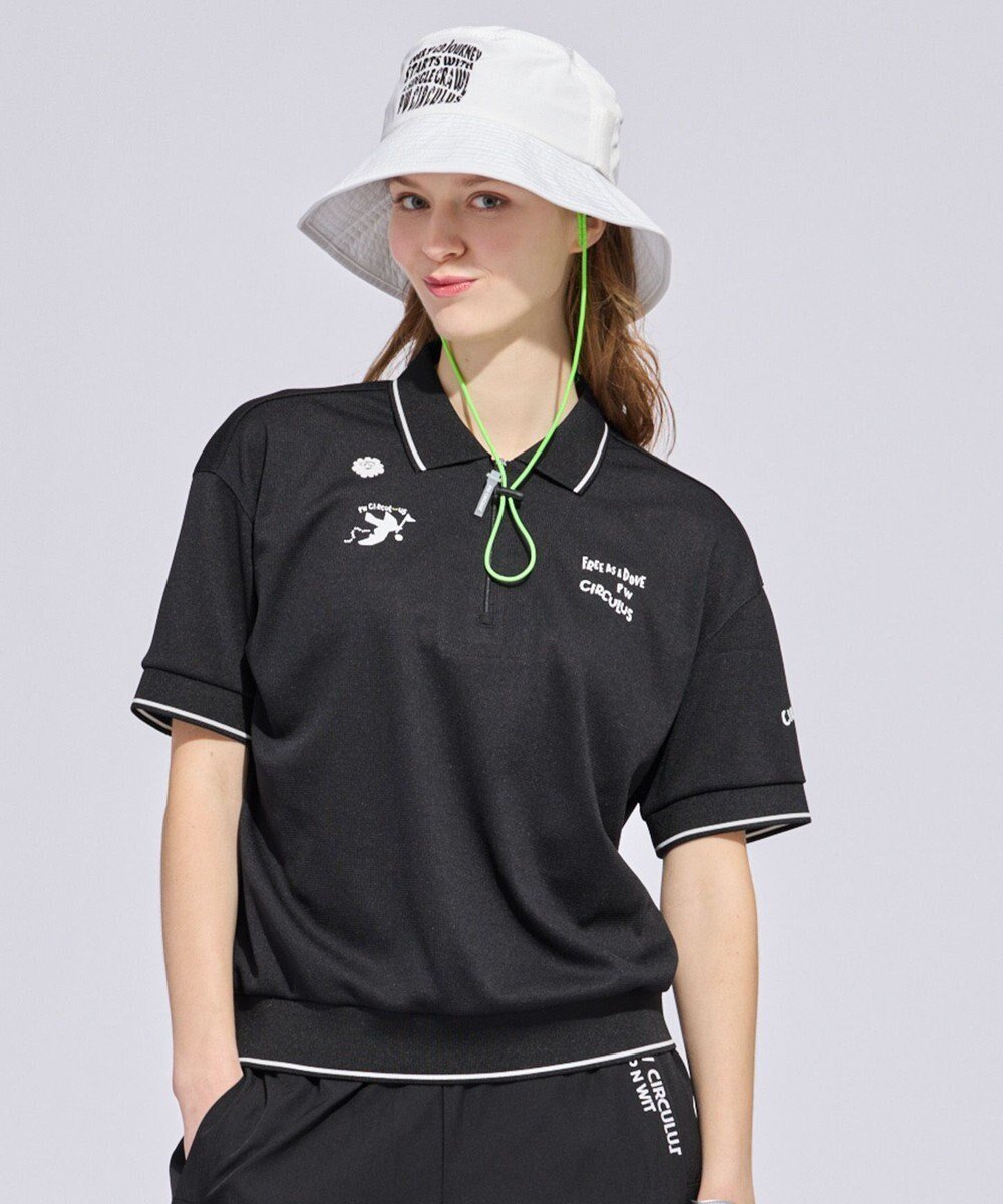 【ピーダブリュサーキュラス/PW CIRCULUS】の【WOMEN】ミニワッフル鹿の子ポロ ゴルフウェア レディース インテリア・キッズ・メンズ・レディースファッション・服の通販 founy(ファニー) 　ファッション　Fashion　レディースファッション　Fashion for Women　トップス・カットソー　Cut & Sew Tops　シャツ・ブラウス・オフィスカジュアル　Elegant Blouses & Button-Ups　ロングTシャツ・Tシャツ　Longline T-Shirts & Tees　カットソー・ベーシックTシャツ　Cut-and-Sewn Tops / Stretch Tees & Basics　オレンジ　Orange　春　Spring　カットソー　Cut and Sewn Top　グラフィック　Graphic, Graphic Design　吸水　Absorbent, Quick-Dry　鹿の子　Piqué, Kanoko Fabric　シンプル　Simple, Minimal　ジップアップ　Zip-Up, Full Zip　定番　Standard, Basic Item　ベーシック　Basic, Essential　ポロシャツ　Polo Shirt, Collared Tee　ワッフル　Waffle, Waffle Knit　S/S・春夏　SS, Spring/Summer, Warm Season　夏　Summer　エレガント 上品　Elegant　ゴルフ　Golf　ブラック系|ID: prp329100004926206 ipo3291000000036964412