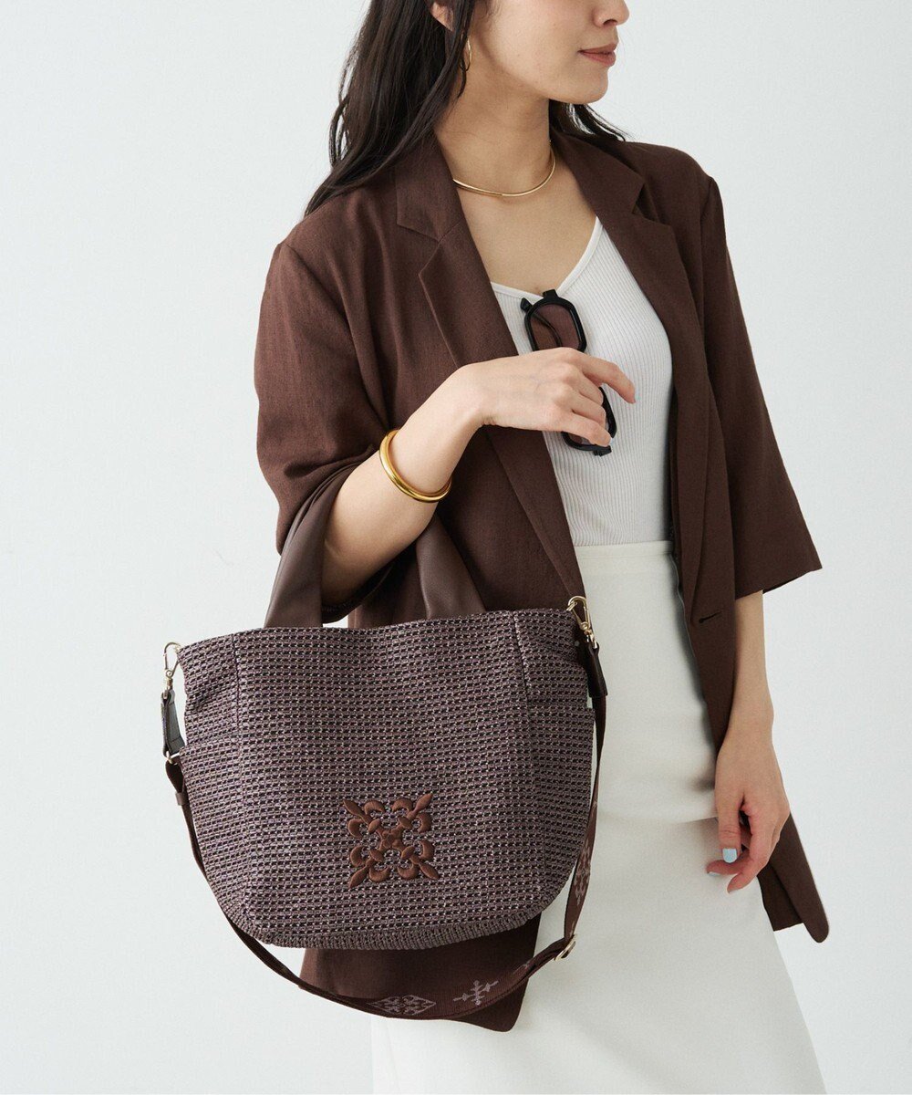 【ラシット/russet】のナイロンラフィア2WAYトートバッグ《かごバッグ》(CE-1711) インテリア・キッズ・メンズ・レディースファッション・服の通販 founy(ファニー) 　ファッション　Fashion　レディースファッション　Fashion for Women　バッグ　Bags　ショルダー　Shoulder, Shoulder Strap　シルバー　Silver, Metallic Silver　人気　Popular, Best Seller　バランス　Balance, Style Balance　ベーシック　Basic, Essential　ポケット　Pocket, Pocket Detail　マグネット　Magnet, Magnetic Closure　ラフィア　Raffia, Natural Straw　再入荷　Restock / Back in Stock　おすすめ　Recommended / Our Picks　日本製　Made In Japan　エレガント 上品　Elegant　D.Brown|ID: prp329100004926232 ipo3291000000036964527