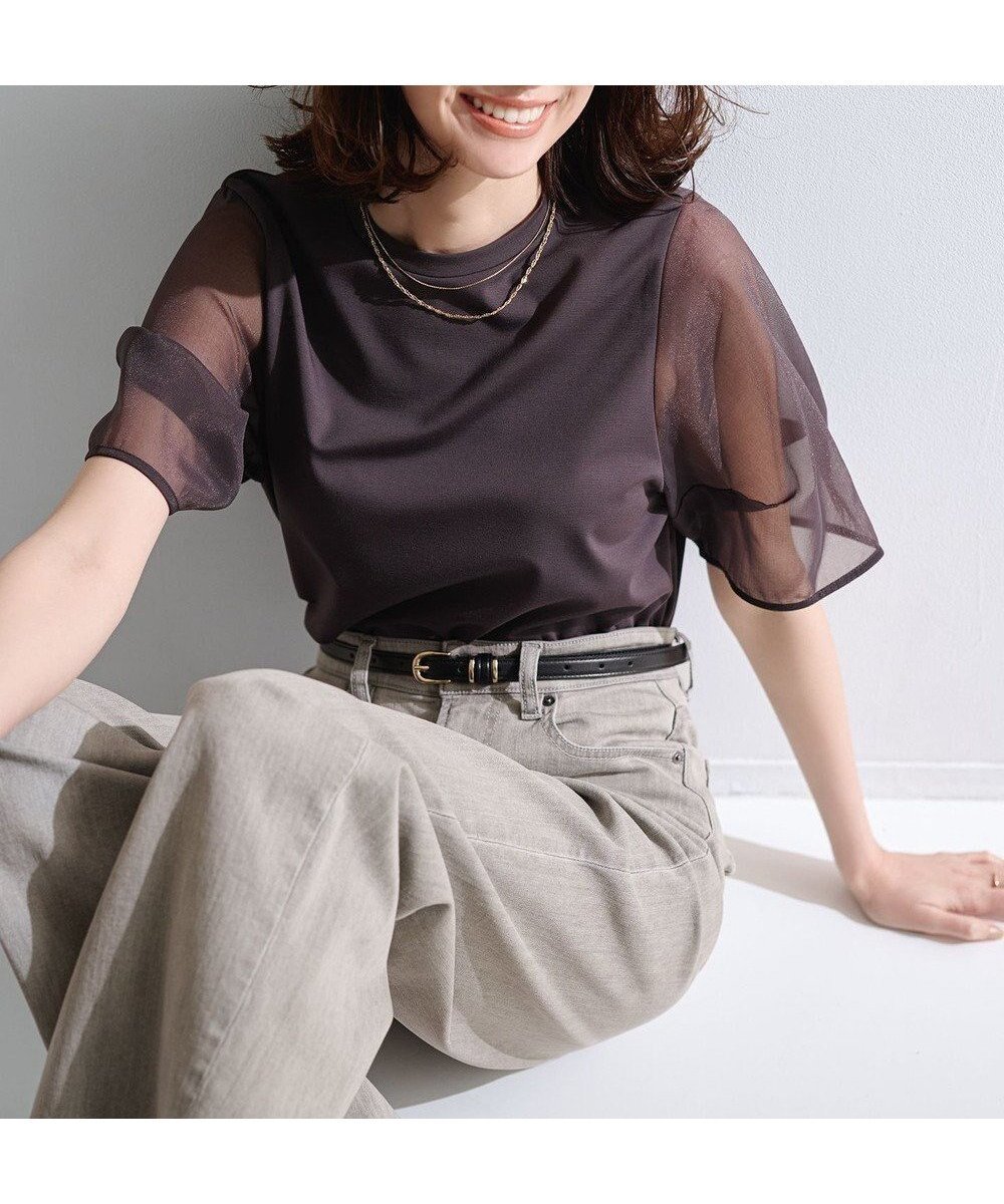 【アンフィーロ 自由区/UNFILO】のBEAUTY FORM-T シアースリーブT 人気、トレンドファッション・服の通販 founy(ファニー) 　ファッション　Fashion　レディースファッション　Fashion for Women　トップス・カットソー　Cut & Sew Tops　シャツ・ブラウス・オフィスカジュアル　Elegant Blouses & Button-Ups　ロングTシャツ・Tシャツ　Longline T-Shirts & Tees　カットソー・ベーシックTシャツ　Cut-and-Sewn Tops / Stretch Tees & Basics　春　Spring　カットソー　Cut and Sewn Top　シアー　Sheer, See-Through　ストレッチ　Stretch, Stretchy Fabric　スリーブ　Sleeve, Long Sleeve / Short Sleeve　デニム　Denim, Jeans Material　フォルム　Silhouette, Form　ボトム　Bottoms, Lower Wear　S/S・春夏　SS, Spring/Summer, Warm Season　夏　Summer　エレガント 上品　Elegant　 other-1|ID: prp329100004926260 ipo3291000000036964617