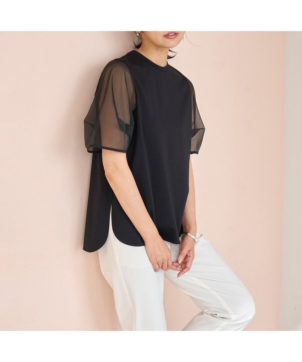【アンフィーロ 自由区/UNFILO】のBEAUTY FORM-T シアースリーブT インテリア・キッズ・メンズ・レディースファッション・服の通販 founy(ファニー) 　ファッション　Fashion　レディースファッション　Fashion for Women　トップス・カットソー　Cut & Sew Tops　シャツ・ブラウス・オフィスカジュアル　Elegant Blouses & Button-Ups　ロングTシャツ・Tシャツ　Longline T-Shirts & Tees　カットソー・ベーシックTシャツ　Cut-and-Sewn Tops / Stretch Tees & Basics　春　Spring　カットソー　Cut and Sewn Top　シアー　Sheer, See-Through　ストレッチ　Stretch, Stretchy Fabric　スリーブ　Sleeve, Long Sleeve / Short Sleeve　デニム　Denim, Jeans Material　フォルム　Silhouette, Form　ボトム　Bottoms, Lower Wear　S/S・春夏　SS, Spring/Summer, Warm Season　夏　Summer　エレガント 上品　Elegant　【WEB限定】ブラック|ID: prp329100004926260 ipo3291000000036964623