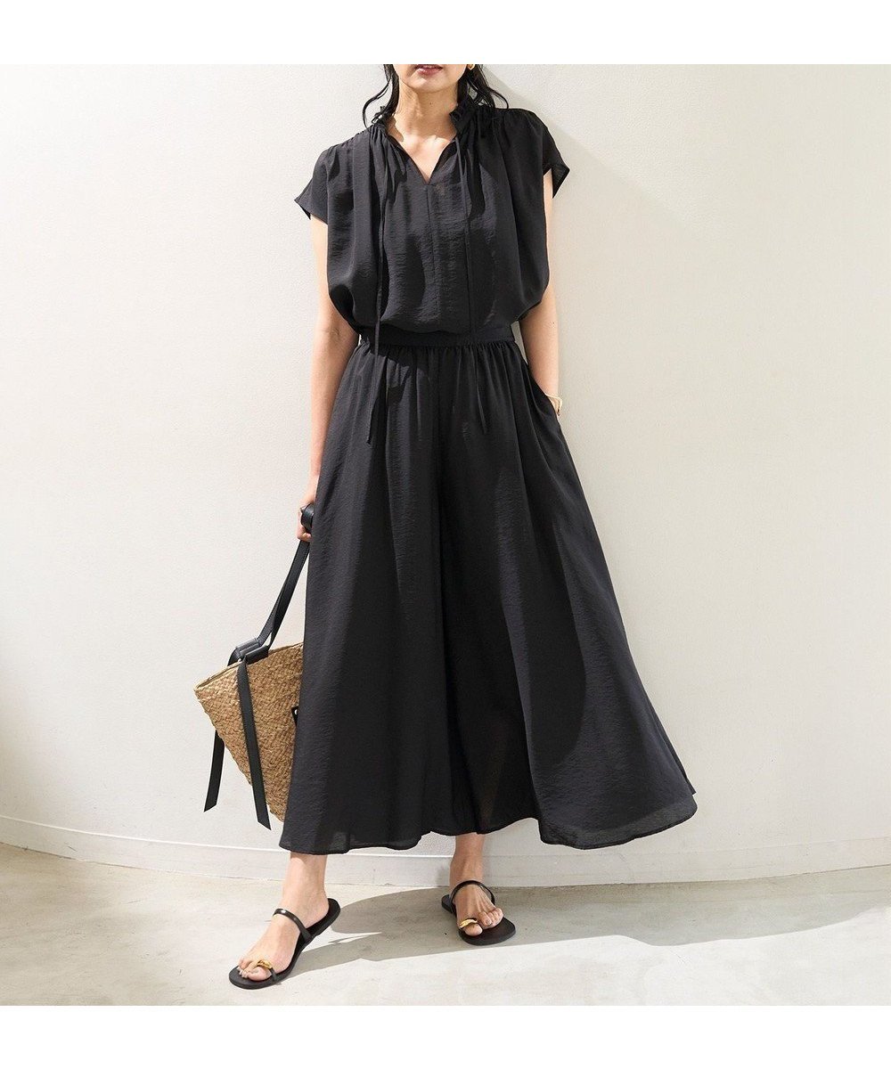 【アンフィーロ 自由区/UNFILO】のヴィンテージシアー ギャザーワイドパンツ インテリア・キッズ・メンズ・レディースファッション・服の通販 founy(ファニー) 　ファッション　Fashion　レディースファッション　Fashion for Women　パンツ　Pants & Trousers　春　Spring　セットアップ　Set-Up, Coordinated Outfit　ビンテージ　Vintage, Retro Style　ロング　Long, Long-Length　ワイド　Wide, Wide Fit　S/S・春夏　SS, Spring/Summer, Warm Season　夏　Summer　ブラック|ID: prp329100004926343 ipo3291000000036964827