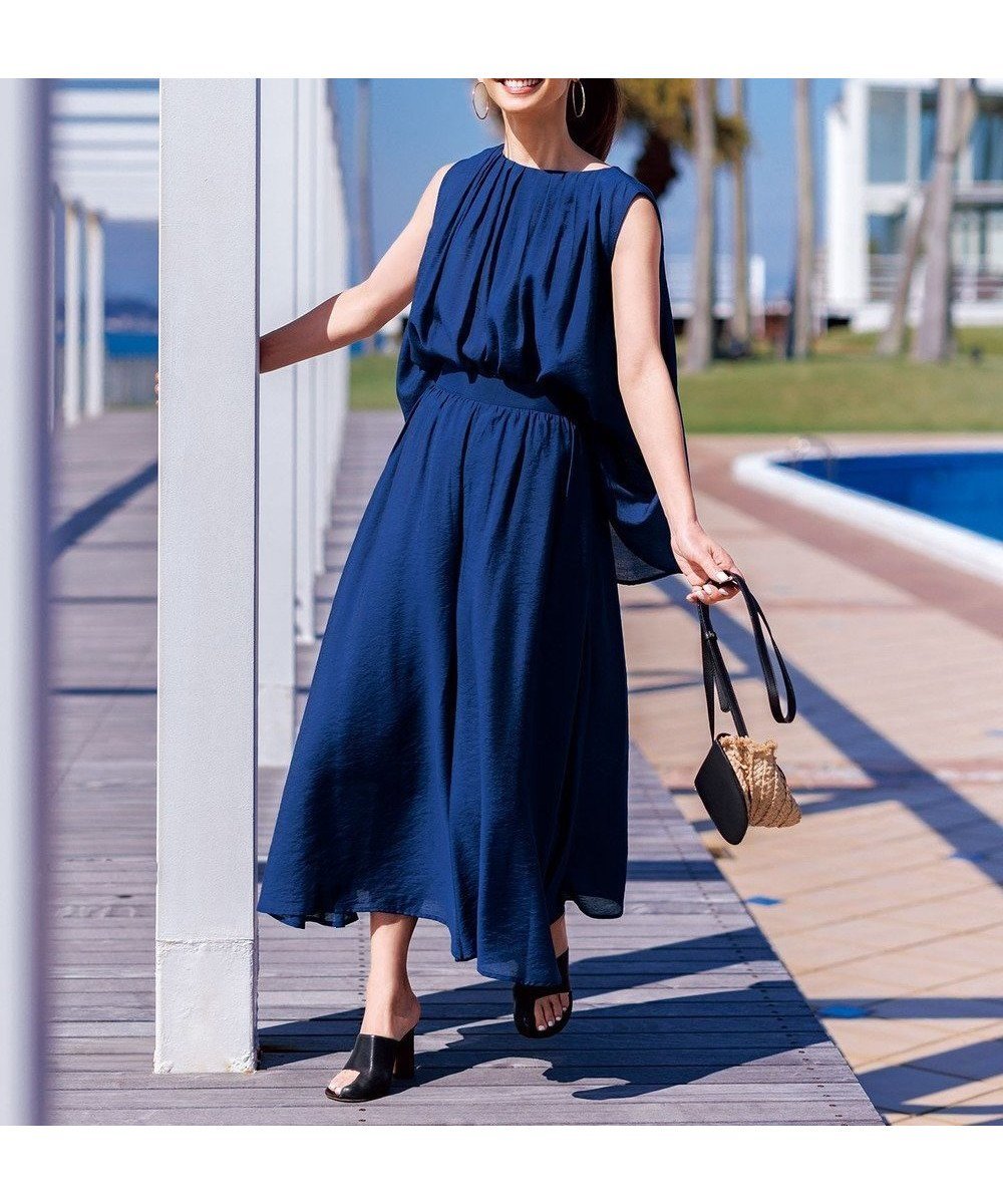 【アンフィーロ 自由区/UNFILO】のヴィンテージシアー ギャザーワイドパンツ インテリア・キッズ・メンズ・レディースファッション・服の通販 founy(ファニー) 　ファッション　Fashion　レディースファッション　Fashion for Women　パンツ　Pants & Trousers　春　Spring　セットアップ　Set-Up, Coordinated Outfit　ビンテージ　Vintage, Retro Style　ロング　Long, Long-Length　ワイド　Wide, Wide Fit　S/S・春夏　SS, Spring/Summer, Warm Season　夏　Summer　ブルー|ID: prp329100004926343 ipo3291000000036964829