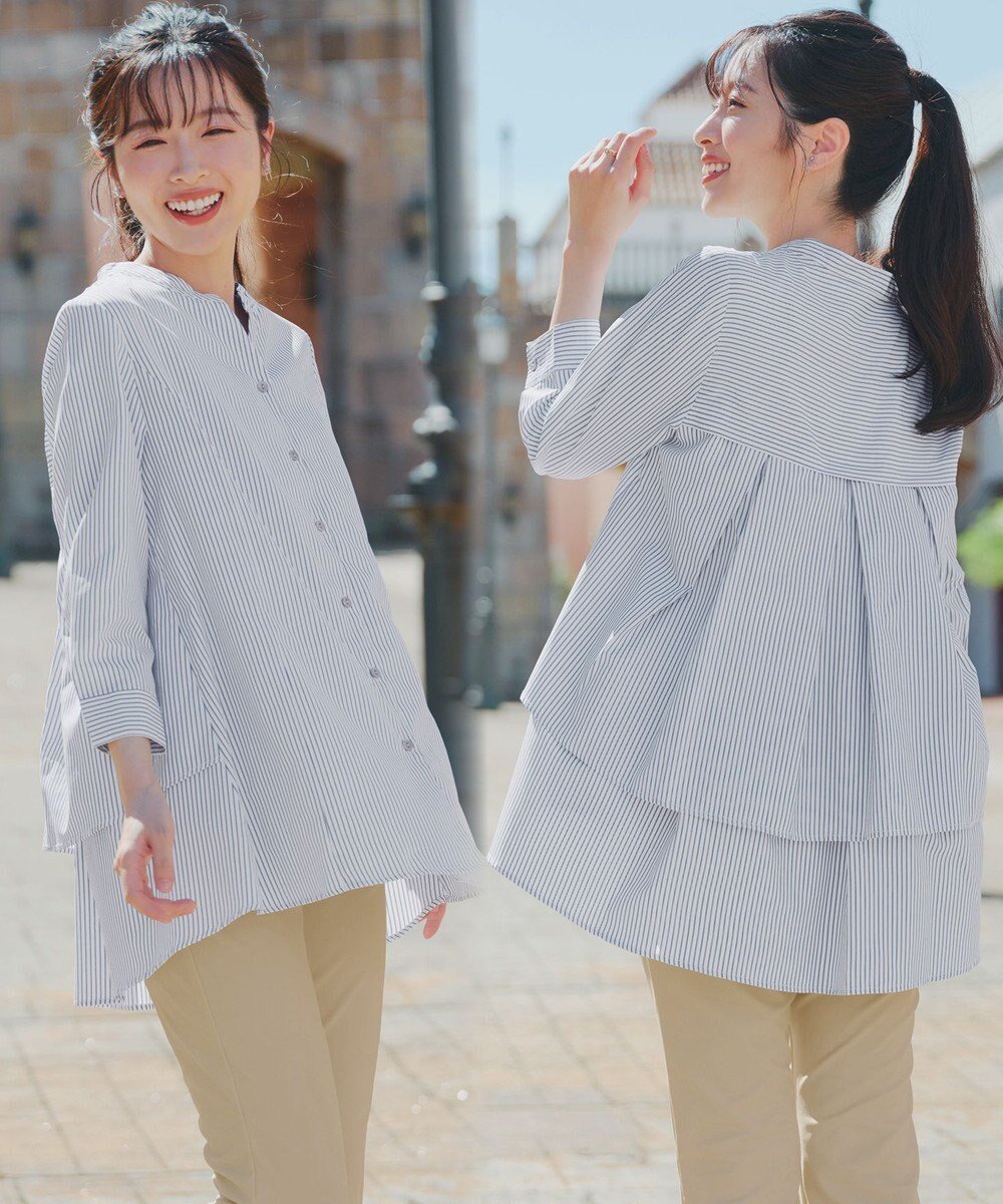 【ティアクラッセ/Tiaclasse】のバックタックフレアチュニック 人気、トレンドファッション・服の通販 founy(ファニー) 　ファッション　Fashion　レディースファッション　Fashion for Women　トップス・カットソー　Cut & Sew Tops　シャツ・ブラウス・オフィスカジュアル　Elegant Blouses & Button-Ups　アクセサリー　Fashion Accessories　春　Spring　洗える　Machine Washable　カーディガン　Cardigan, Knitwear　切替　Switching, Contrast Panel　スキッパー　Skipper, Open Collar　ストライプ　Stripe, Striped Pattern　チュニック　Tunic, Long Top　長袖　Long Sleeve, Full Sleeve　ポケット　Pocket, Pocket Detail　無地　Plain, Solid Color　ロング　Long, Long-Length　S/S・春夏　SS, Spring/Summer, Warm Season　再入荷　Restock / Back in Stock　おすすめ　Recommended / Our Picks　夏　Summer　新作・新入荷　New Arrivals / New In　 other-1|ID: prp329100004926355 ipo3291000000036964883