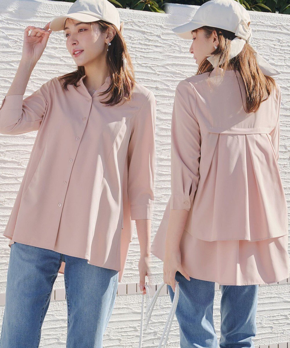 【ティアクラッセ/Tiaclasse】のバックタックフレアチュニック インテリア・キッズ・メンズ・レディースファッション・服の通販 founy(ファニー) 　ファッション　Fashion　レディースファッション　Fashion for Women　トップス・カットソー　Cut & Sew Tops　シャツ・ブラウス・オフィスカジュアル　Elegant Blouses & Button-Ups　アクセサリー　Fashion Accessories　春　Spring　洗える　Machine Washable　カーディガン　Cardigan, Knitwear　切替　Switching, Contrast Panel　スキッパー　Skipper, Open Collar　ストライプ　Stripe, Striped Pattern　チュニック　Tunic, Long Top　長袖　Long Sleeve, Full Sleeve　ポケット　Pocket, Pocket Detail　無地　Plain, Solid Color　ロング　Long, Long-Length　S/S・春夏　SS, Spring/Summer, Warm Season　再入荷　Restock / Back in Stock　おすすめ　Recommended / Our Picks　夏　Summer　新作・新入荷　New Arrivals / New In　ピンク|ID: prp329100004926355 ipo3291000000036964891