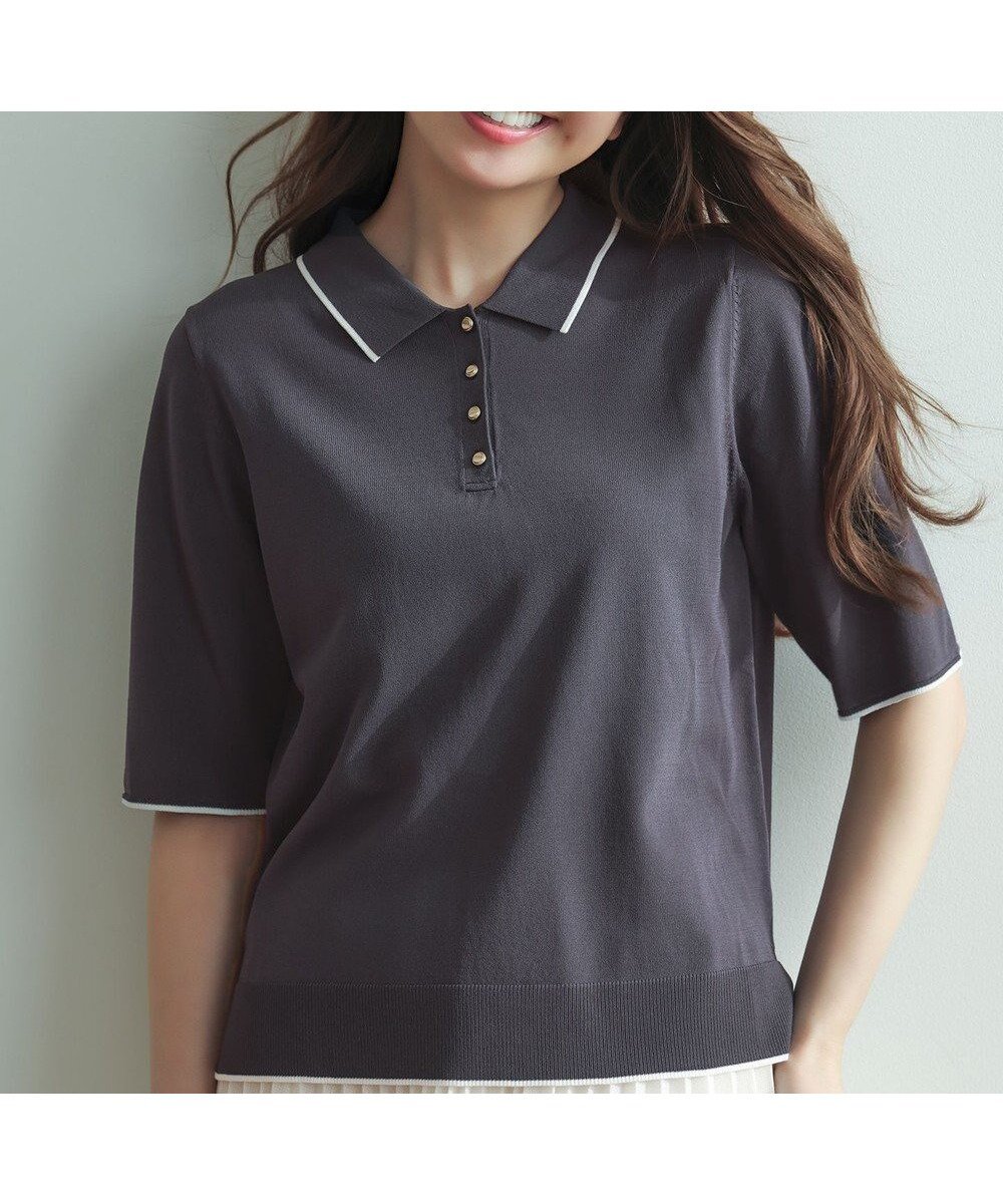 【エニィ スィス/any SiS】の【アイスタッチ】ポロ ニット 人気、トレンドファッション・服の通販 founy(ファニー) 　ファッション　Fashion　レディースファッション　Fashion for Women　トップス・カットソー　Cut & Sew Tops　ニット　Knit Tops & Sweaters　ストレッチ　Stretch, Stretchy Fabric　スリット　Slit, Slit Detail　スリーブ　Sleeve, Long Sleeve / Short Sleeve　セーター　Sweater, Knitwear　フレンチ　French, French Style　エレガント 上品　Elegant　夏　Summer　新作・新入荷　New Arrivals / New In　春　Spring　S/S・春夏　SS, Spring/Summer, Warm Season　 other-1|ID: prp329100004926367 ipo3291000000036964935