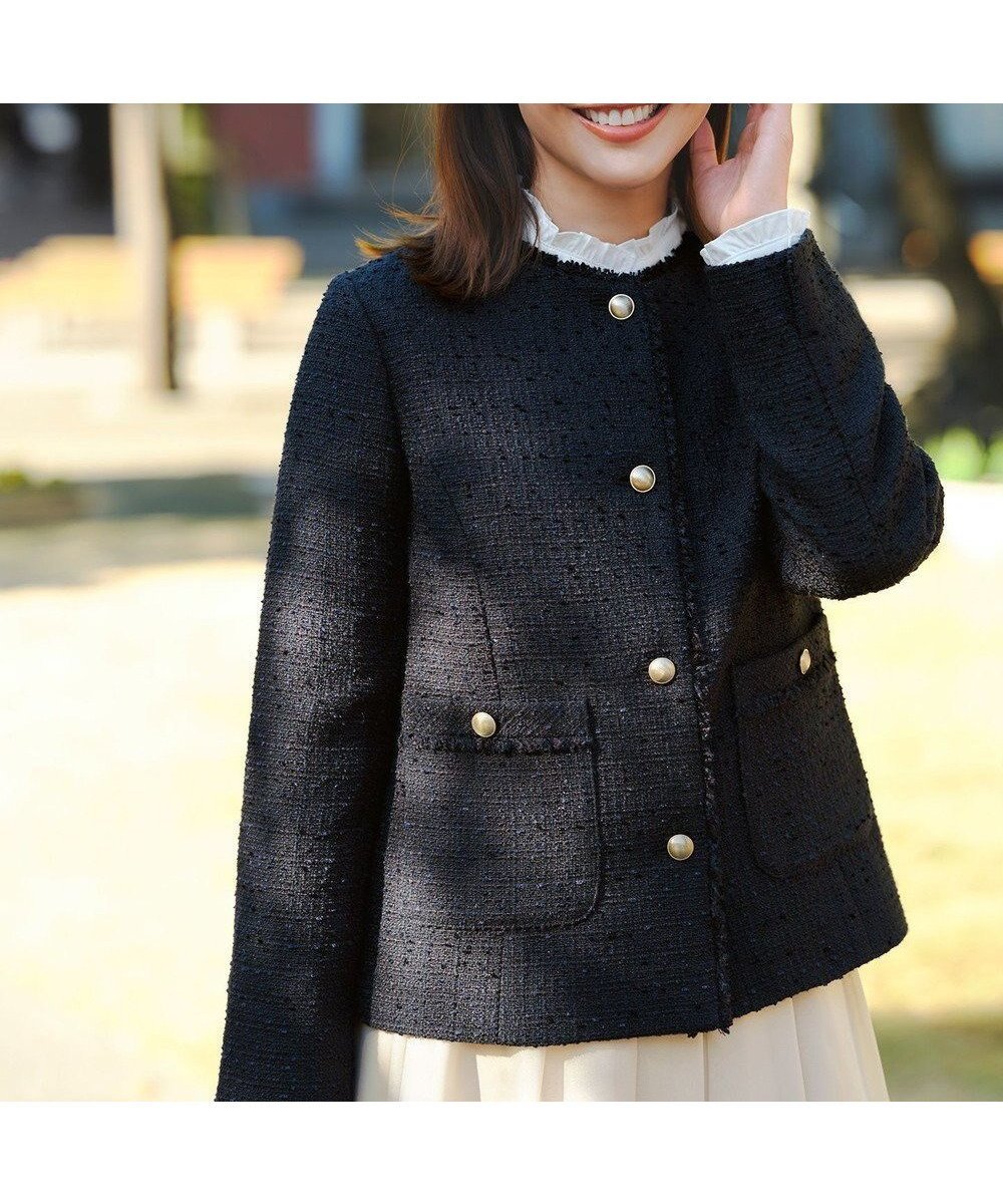 【エニィ スィス/any SiS】のノーカラーフリンジツイード ジャケット 人気、トレンドファッション・服の通販 founy(ファニー) 　ファッション　Fashion　レディースファッション　Fashion for Women　アウター　Coat / Outerwear Collection　レディースジャケット・軽アウター　Jackets　ノーカラージャケット / シンプル上品コーデ　Collarless Jackets　春　Spring　カットソー　Cut and Sewn Top　ジャケット　Jacket, Outerwear　ダウン　Down, Puffer　ツイード　Twill, Twill Weave　デニム　Denim, Jeans Material　ポケット　Pocket, Pocket Detail　S/S・春夏　SS, Spring/Summer, Warm Season　おすすめ　Recommended / Our Picks　夏　Summer　新作・新入荷　New Arrivals / New In　 other-1|ID: prp329100004926393 ipo3291000000036965062