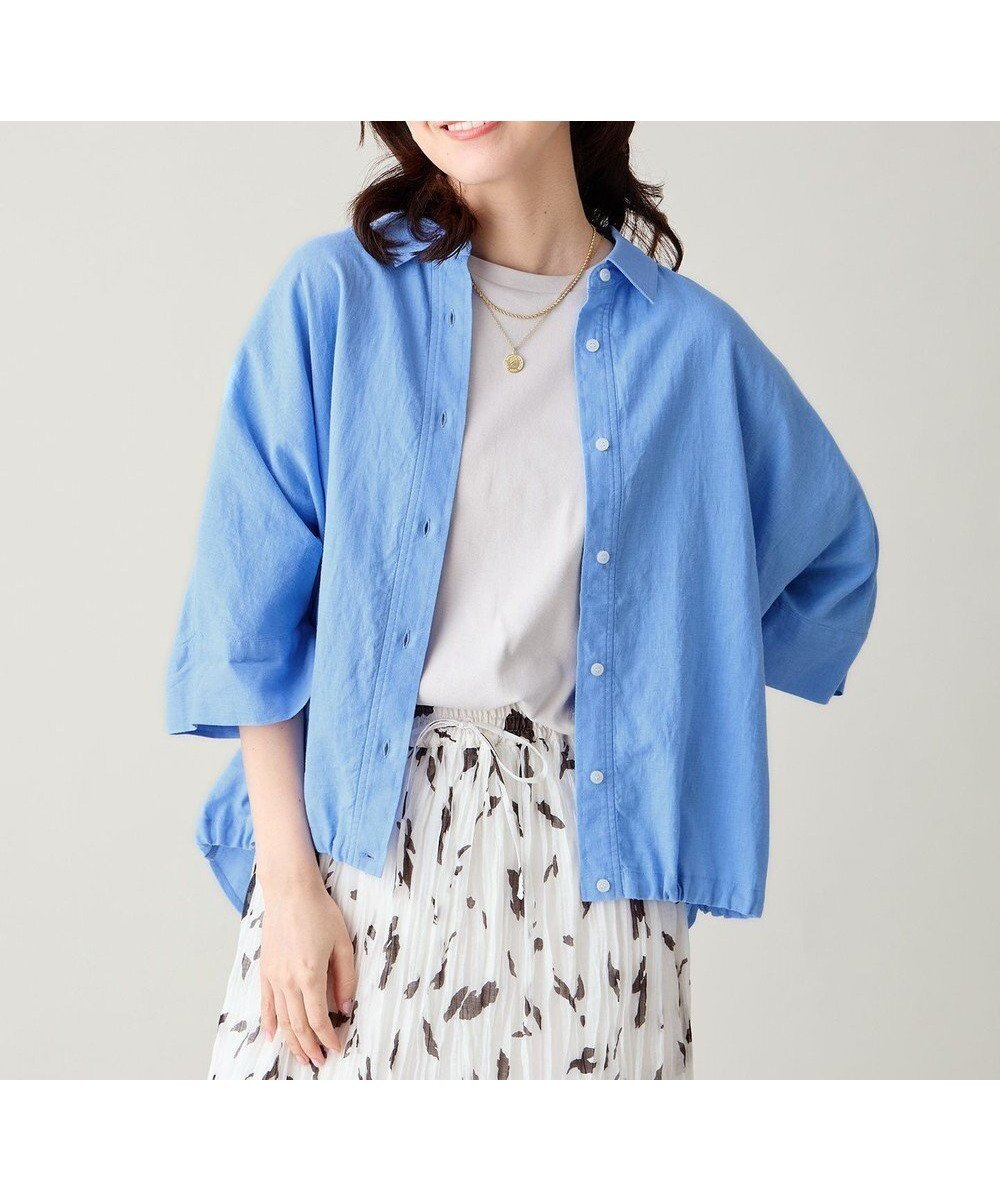 【エニー/ANY】のヨーロピアンリネンハーフスリーブシャツ インテリア・キッズ・メンズ・レディースファッション・服の通販 founy(ファニー) 　ファッション　Fashion　レディースファッション　Fashion for Women　トップス・カットソー　Cut & Sew Tops　シャツ・ブラウス・オフィスカジュアル　Elegant Blouses & Button-Ups　春　Spring　コンパクト　Compact, Small Size　スリーブ　Sleeve, Long Sleeve / Short Sleeve　タンク　Tank Top, Sleeveless Top　トレンド　Trend, Trending Now　ハーフ　Half, Half-Length　リネン　Linen, Linen Fabric　S/S・春夏　SS, Spring/Summer, Warm Season　おすすめ　Recommended / Our Picks　夏　Summer　ブルー|ID: prp329100004926400 ipo3291000000036965101