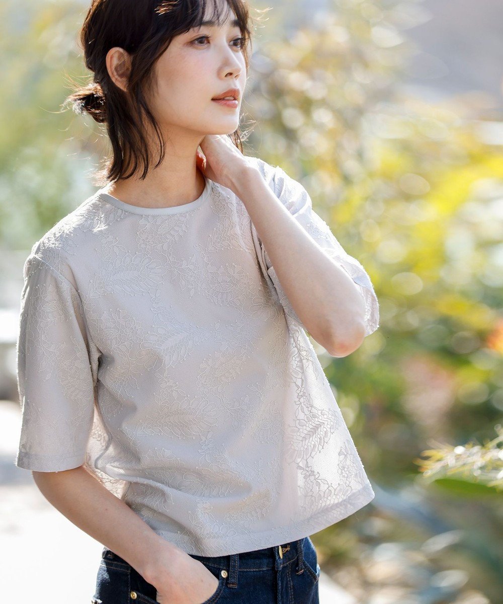 【エニィ スィス/any SiS】のレースクロップド プルオーバー インテリア・キッズ・メンズ・レディースファッション・服の通販 founy(ファニー) 　ファッション　Fashion　レディースファッション　Fashion for Women　トップス・カットソー　Cut & Sew Tops　シャツ・ブラウス・オフィスカジュアル　Elegant Blouses & Button-Ups　カジュアルプルオーバー・ニットトップス　Pullovers & Knit Tops / Casual Pullovers　おすすめ　Recommended / Our Picks　サテン　Satin, Glossy Fabric　シフォン　Chiffon, Lightweight Fabric　スリット　Slit, Slit Detail　ボンディング　Bonding, Bonded Fabric　レース　Lace, Lace Fabric　エレガント 上品　Elegant　夏　Summer　新作・新入荷　New Arrivals / New In　春　Spring　S/S・春夏　SS, Spring/Summer, Warm Season　アイスグレー|ID: prp329100004926409 ipo3291000000036965132