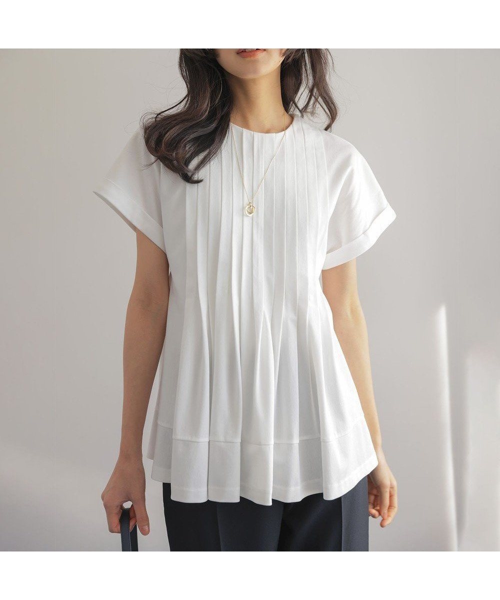 【組曲/KUMIKYOKU】のサマージャージーブラウスライク カットソー 人気、トレンドファッション・服の通販 founy(ファニー) 　ファッション　Fashion　レディースファッション　Fashion for Women　トップス・カットソー　Cut & Sew Tops　シャツ・ブラウス・オフィスカジュアル　Elegant Blouses & Button-Ups　ロングTシャツ・Tシャツ　Longline T-Shirts & Tees　カットソー・ベーシックTシャツ　Cut-and-Sewn Tops / Stretch Tees & Basics　エレガント 上品　Elegant　春　Spring　カットソー　Cut and Sewn Top　カフス　Cuff Design　吸水　Absorbent, Quick-Dry　スリーブ　Sleeve, Long Sleeve / Short Sleeve　チュニック　Tunic, Long Top　ドロップ　Drop Shoulder, Dropped Style　フィット　Fit, Slim Fit　フレア　Flare, Flared　半袖　Short Sleeve, Half Sleeve　S/S・春夏　SS, Spring/Summer, Warm Season　おすすめ　Recommended / Our Picks　夏　Summer　 other-1|ID: prp329100004926410 ipo3291000000037019558