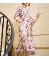【自由区/JIYU-KU】の【SHIHOさん着用】ボタニカルプリント ワンピース 人気、トレンドファッション・服の通販 founy(ファニー) ファッション Fashion レディースファッション Fashion for Women ワンピース Dresses シャツワンピース / 1枚で着映えコーデ Shirt Dresses シアー Sheer, See-Through シンプル Simple, Minimal ドロップ Drop Shoulder, Dropped Style フォルム Silhouette, Form フレア Flare, Flared プリント Print, Printed Pattern ボタニカル Botanical, Floral Pattern リボン Ribbon, Bow 夏 Summer 春 Spring S/S・春夏 SS, Spring/Summer, Warm Season |ID:prp329100004926414