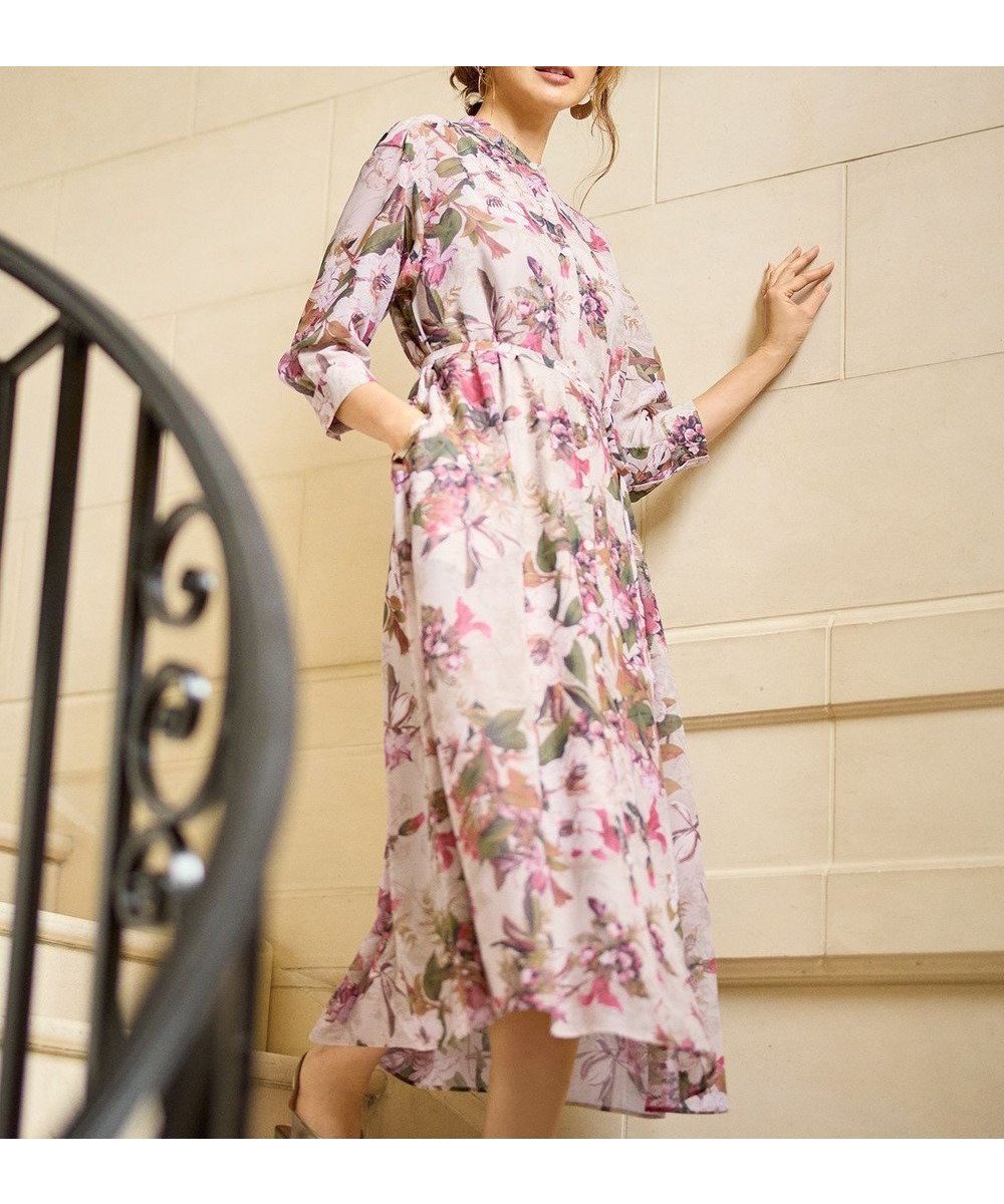 【自由区/JIYU-KU】の【SHIHOさん着用】ボタニカルプリント ワンピース 人気、トレンドファッション・服の通販 founy(ファニー) 　ファッション　Fashion　レディースファッション　Fashion for Women　ワンピース　Dresses　シャツワンピース / 1枚で着映えコーデ　Shirt Dresses　シアー　Sheer, See-Through　シンプル　Simple, Minimal　ドロップ　Drop Shoulder, Dropped Style　フォルム　Silhouette, Form　フレア　Flare, Flared　プリント　Print, Printed Pattern　ボタニカル　Botanical, Floral Pattern　リボン　Ribbon, Bow　夏　Summer　春　Spring　S/S・春夏　SS, Spring/Summer, Warm Season　 other-1|ID: prp329100004926414 ipo3291000000036965150