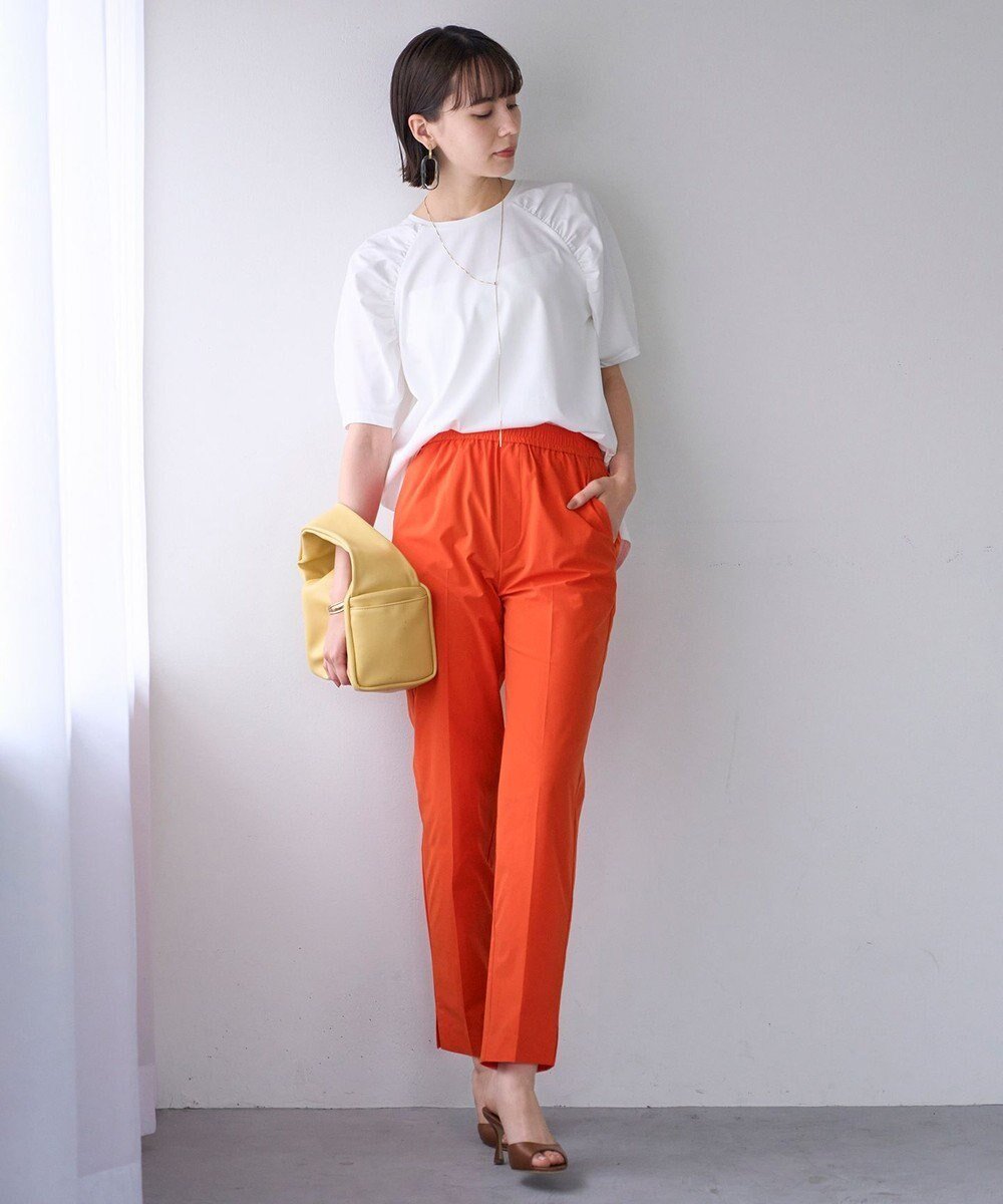 【アンフィーロ 自由区/UNFILO】のFINE MOVE テーパードパンツ インテリア・キッズ・メンズ・レディースファッション・服の通販 founy(ファニー) 　ファッション　Fashion　レディースファッション　Fashion for Women　パンツ　Pants & Trousers　イエロー　Yellow　シンプル　Simple, Minimal　ストレッチ　Stretch, Stretchy Fabric　スリット　Slit, Slit Detail　センター　Center, Center Line　ドローコード　Drawcord, Drawstring Cord　フィット　Fit, Slim Fit　夏　Summer　春　Spring　S/S・春夏　SS, Spring/Summer, Warm Season　オレンジ|ID: prp329100004926415 ipo3291000000036965160