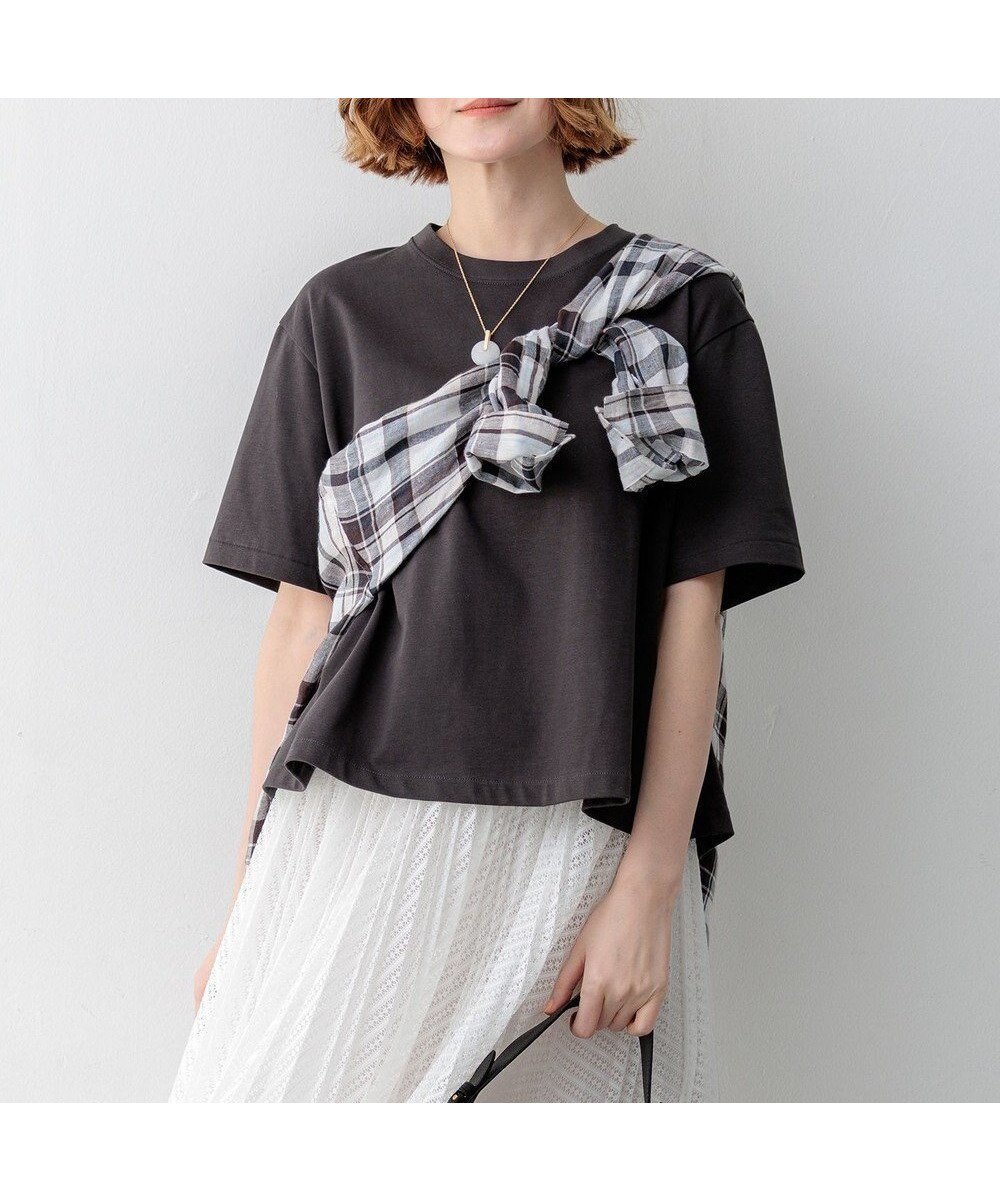 【23区/NIJYUSANKU】のスビンギザコットン フレア Tシャツ インテリア・キッズ・メンズ・レディースファッション・服の通販 founy(ファニー) 　ファッション　Fashion　レディースファッション　Fashion for Women　トップス・カットソー　Cut & Sew Tops　シャツ・ブラウス・オフィスカジュアル　Elegant Blouses & Button-Ups　ロングTシャツ・Tシャツ　Longline T-Shirts & Tees　カットソー・ベーシックTシャツ　Cut-and-Sewn Tops / Stretch Tees & Basics　春　Spring　カットソー　Cut and Sewn Top　シルク　Silk, 100% Silk　シンプル　Simple, Minimal　デニム　Denim, Jeans Material　バランス　Balance, Style Balance　パターン　Pattern, Design Print　フレア　Flare, Flared　ベーシック　Basic, Essential　ボトム　Bottoms, Lower Wear　S/S・春夏　SS, Spring/Summer, Warm Season　夏　Summer　2026年　2026　グレー系|ID: prp329100004926432 ipo3291000000036965237