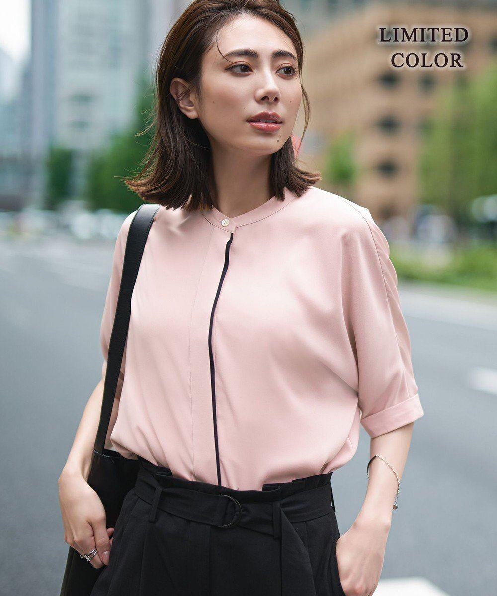 【アイシービー/iCB】の【人気のため新色追加・接触冷感・UVケア・速乾・洗える】BackSatinAmunzen 5分袖バンドカラーブラウス 人気、トレンドファッション・服の通販 founy(ファニー) 　ファッション　Fashion　レディースファッション　Fashion for Women　トップス・カットソー　Cut & Sew Tops　シャツ・ブラウス・オフィスカジュアル　Elegant Blouses & Button-Ups　春　Spring　洗える　Machine Washable　サテン　Satin, Glossy Fabric　人気　Popular, Best Seller　ハイネック　High Neck, Mock Neck　プリント　Print, Printed Pattern　ワーク　Workwear, Utility Style　S/S・春夏　SS, Spring/Summer, Warm Season　夏　Summer　2025年　2025　2025春夏・S/S　Spring/Summer 2025 SS25　 other-1|ID: prp329100004926439 ipo3291000000036965270