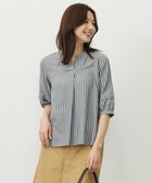 【ジェイ プレス/J.PRESS】の【洗える】ウォッシャブルキュプラツイル キーネック ブラウス ネイビー×ホワイト系|ID: prp329100004926446 ipo3291000000036965318